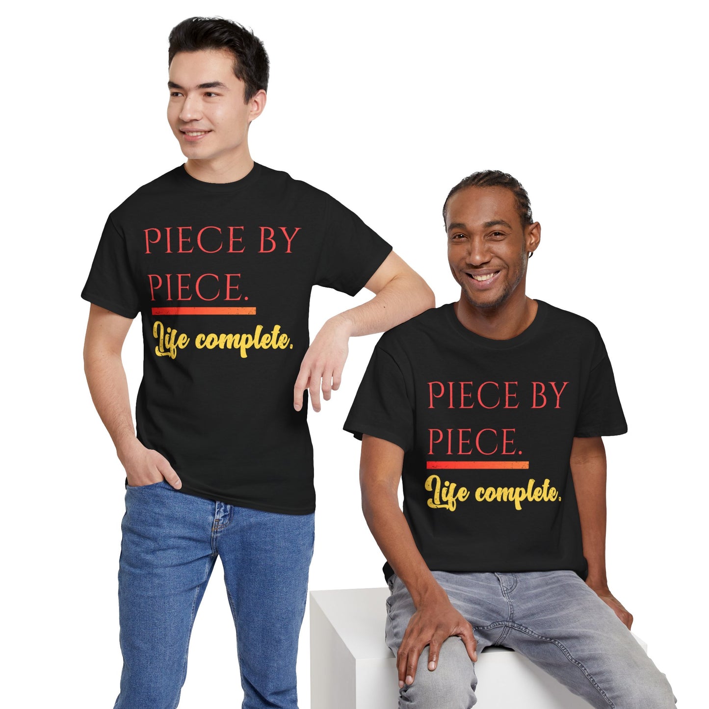 Piece by Piece Distressed T-Shirt – Life Complete Graphic Tee by Trash Cat Tee's