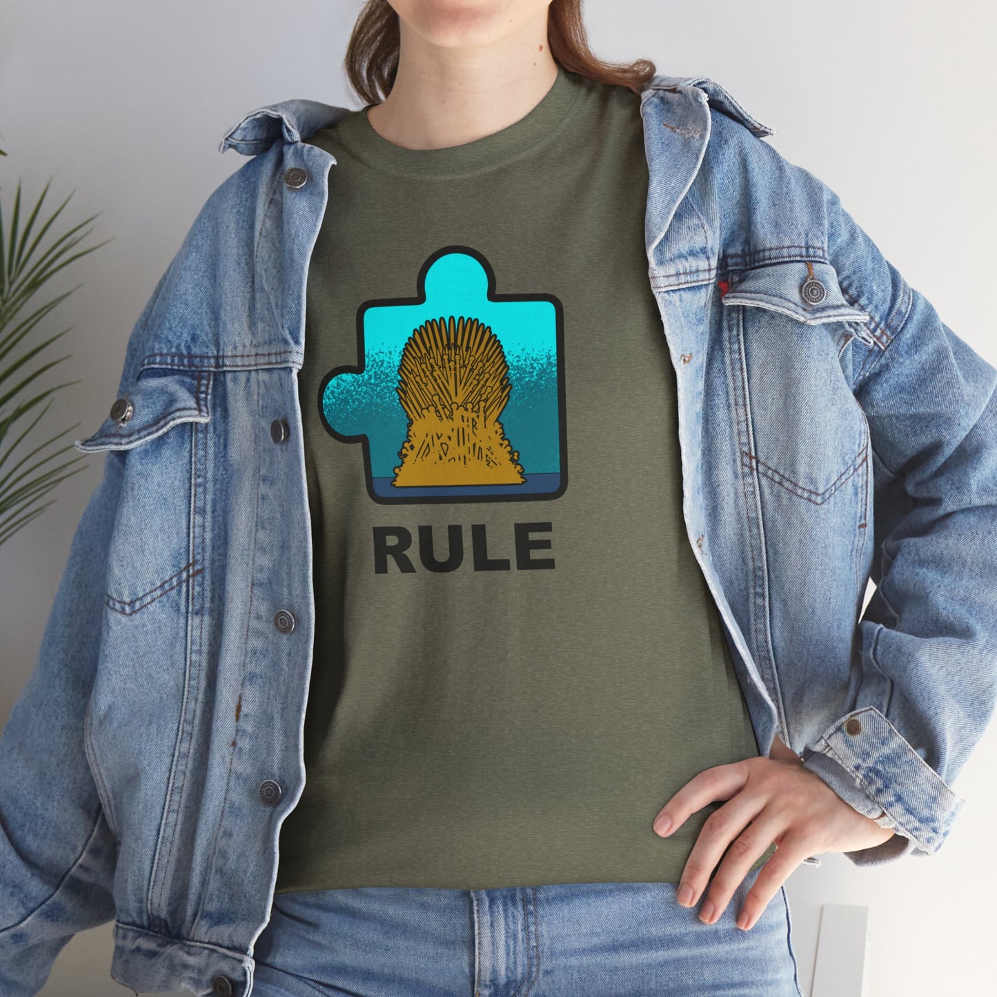 Throne Puzzle Piece T-Shirt – ‘Rule’ Graphic Tee – Unisex Heavy Cotton Shirt