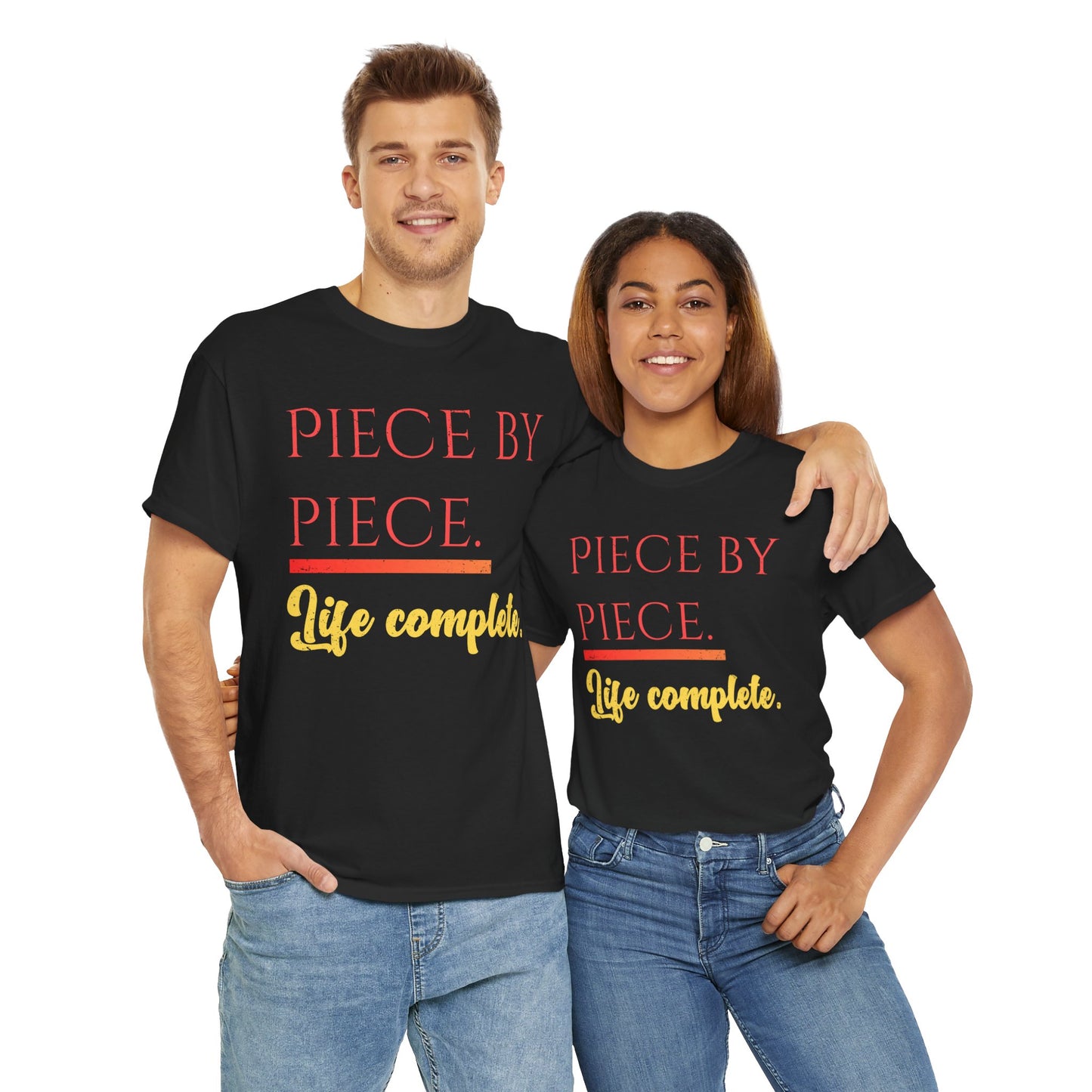 Piece by Piece Distressed T-Shirt – Life Complete Graphic Tee by Trash Cat Tee's