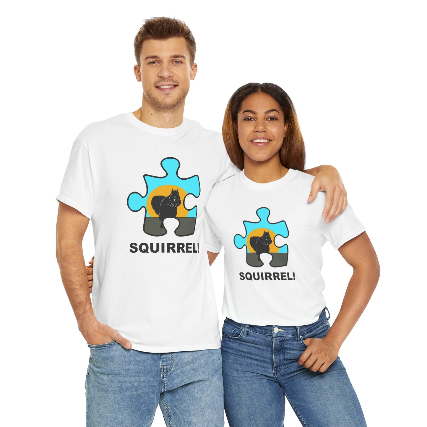 Squirrel Puzzle Piece T-Shirt – Fun Wildlife Graphic Tee – Unisex Heavy Cotton Shirt