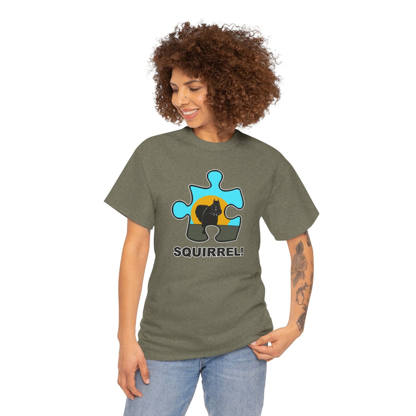 Squirrel Puzzle Piece T-Shirt – Fun Wildlife Graphic Tee – Unisex Heavy Cotton Shirt