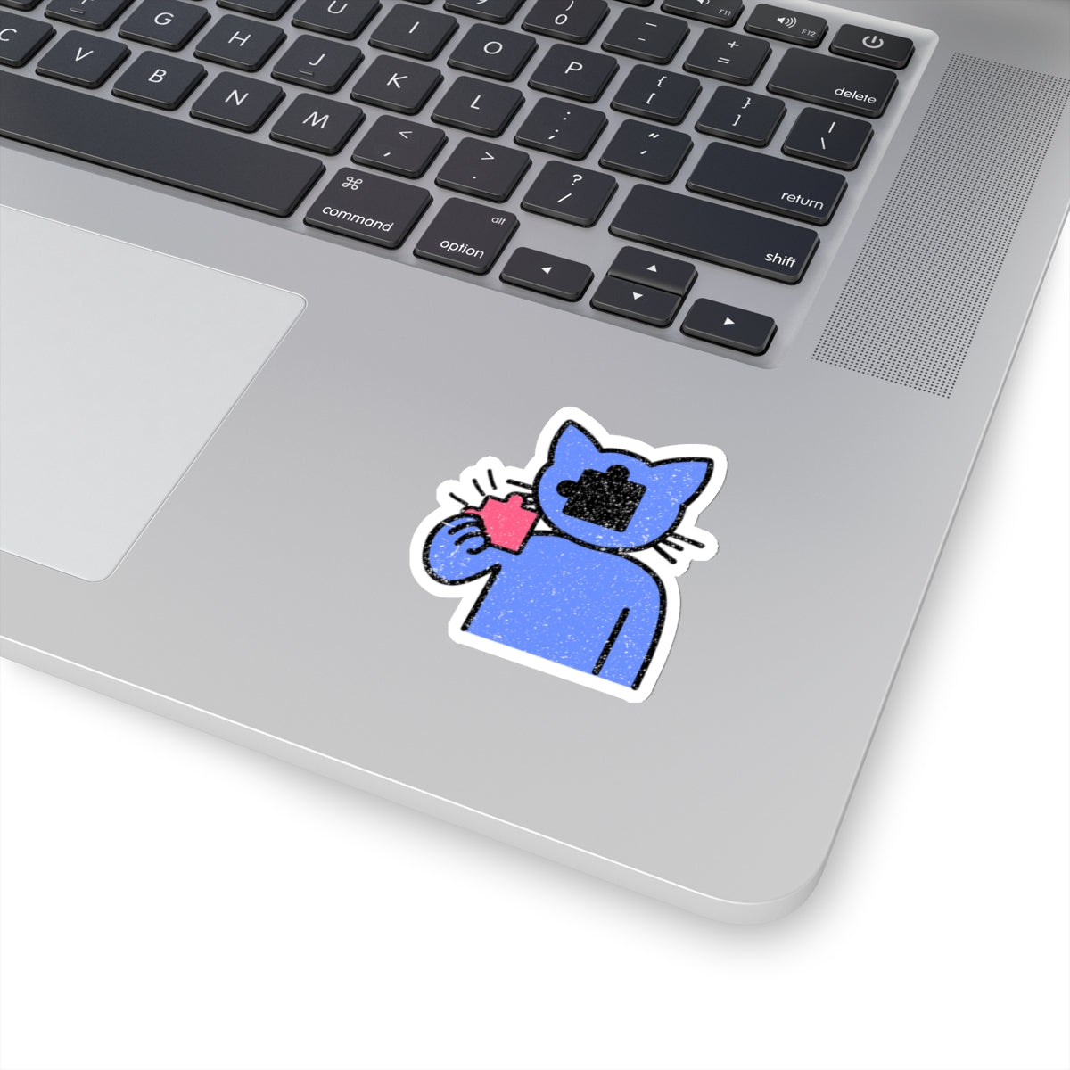 Cat & Puzzle Piece Kiss-Cut Stickers – Distressed Style by Trash Cat Tee's