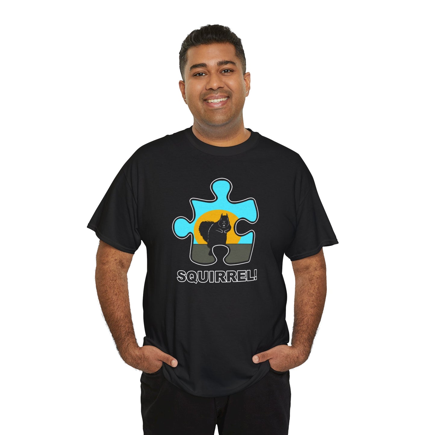 Squirrel Puzzle Piece T-Shirt – Fun Wildlife Graphic Tee – Unisex Heavy Cotton Shirt