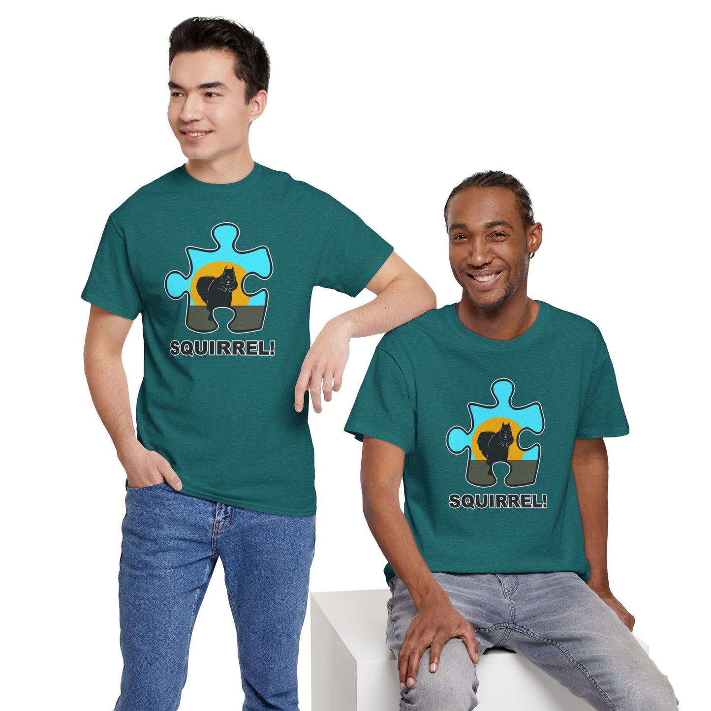 Squirrel Puzzle Piece T-Shirt – Fun Wildlife Graphic Tee – Unisex Heavy Cotton Shirt