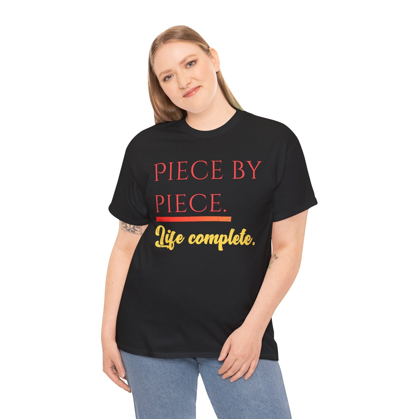 Piece by Piece Distressed T-Shirt – Life Complete Graphic Tee by Trash Cat Tee's