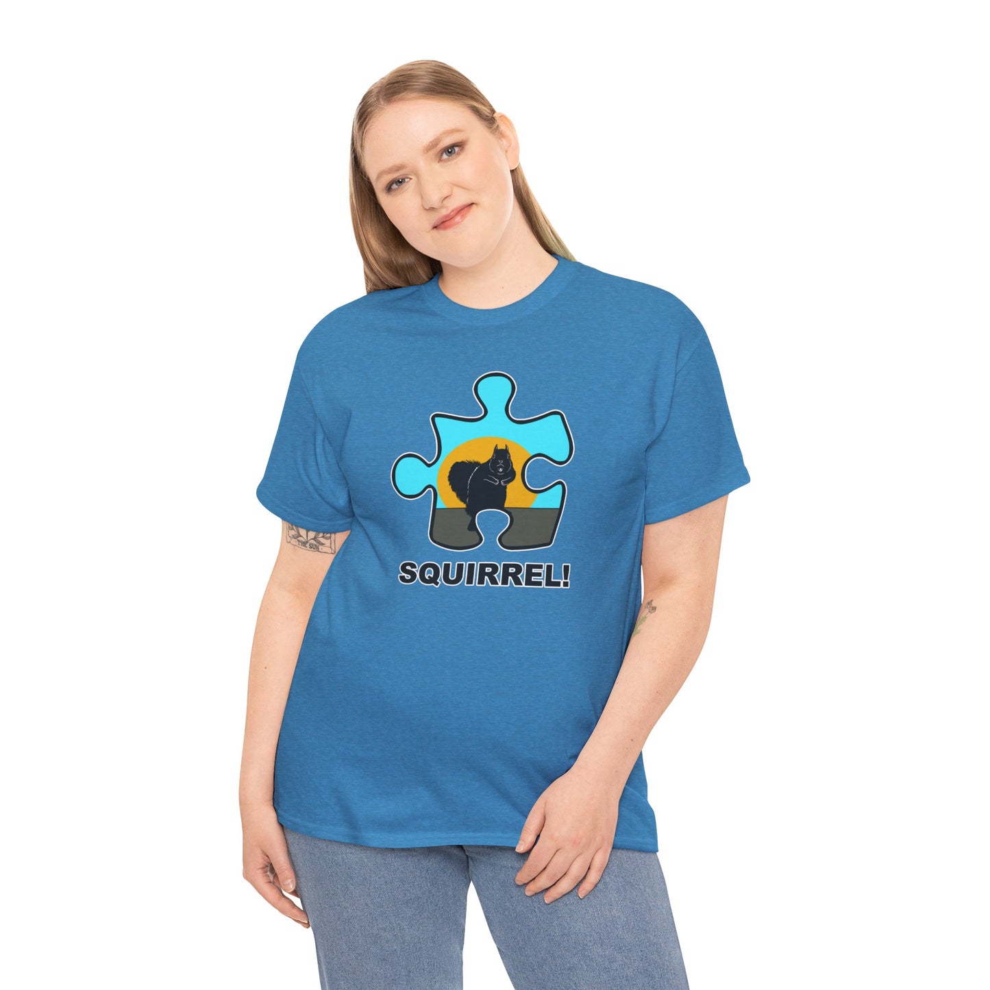 Squirrel Puzzle Piece T-Shirt – Fun Wildlife Graphic Tee – Unisex Heavy Cotton Shirt