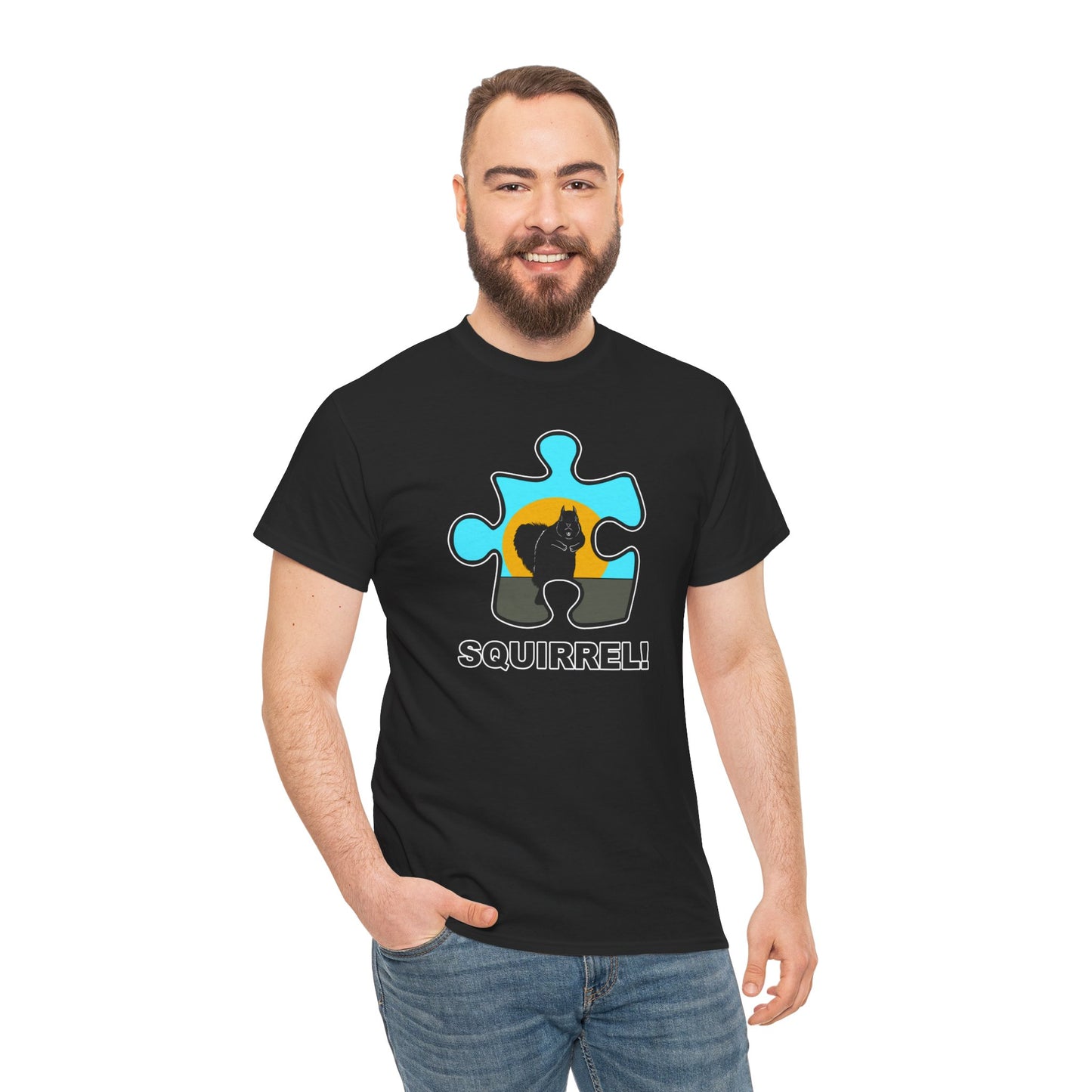 Squirrel Puzzle Piece T-Shirt – Fun Wildlife Graphic Tee – Unisex Heavy Cotton Shirt