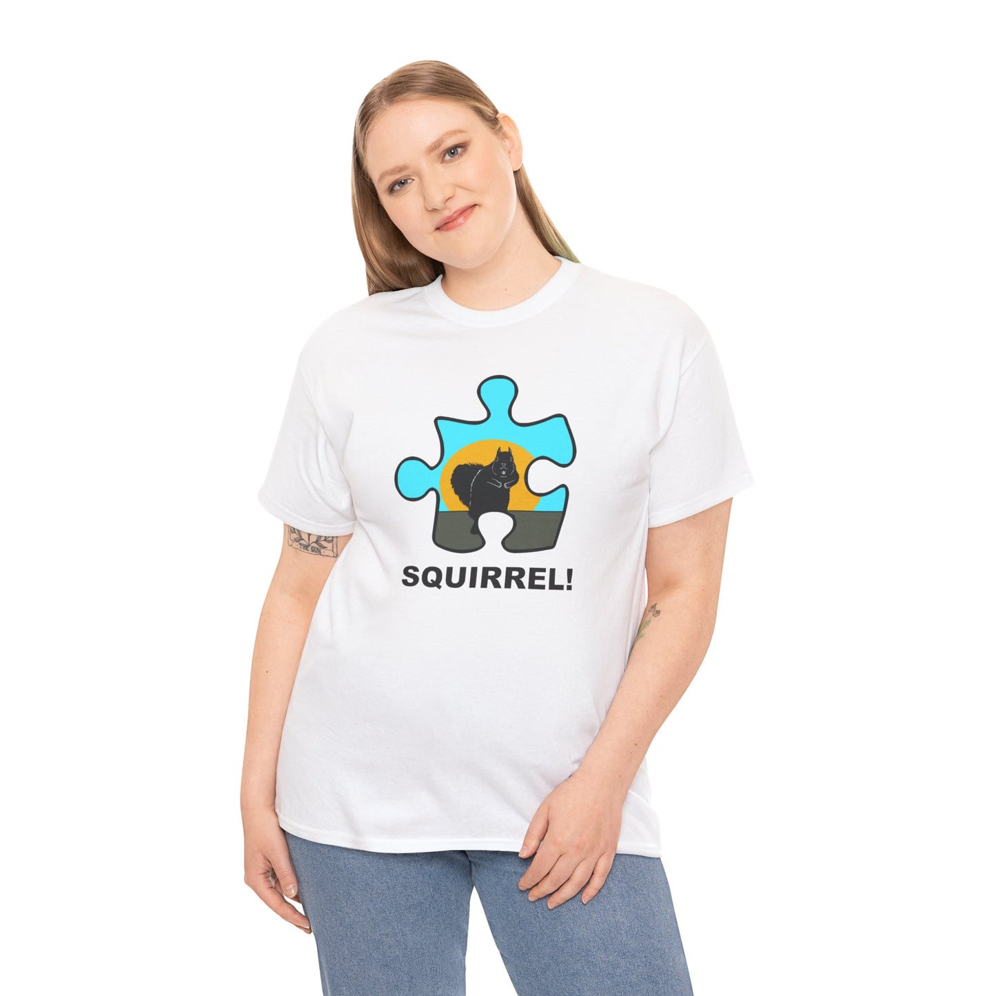 Squirrel Puzzle Piece T-Shirt – Fun Wildlife Graphic Tee – Unisex Heavy Cotton Shirt