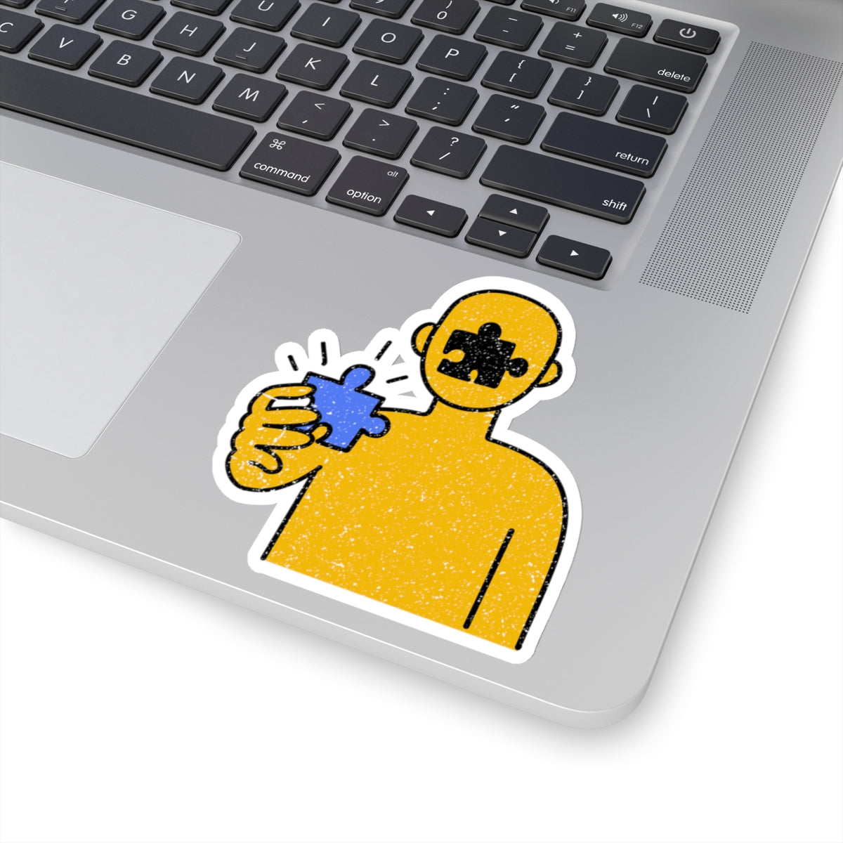 Person Gazing Puzzle Piece Stickers – Distressed Style Kiss-Cut Sticker