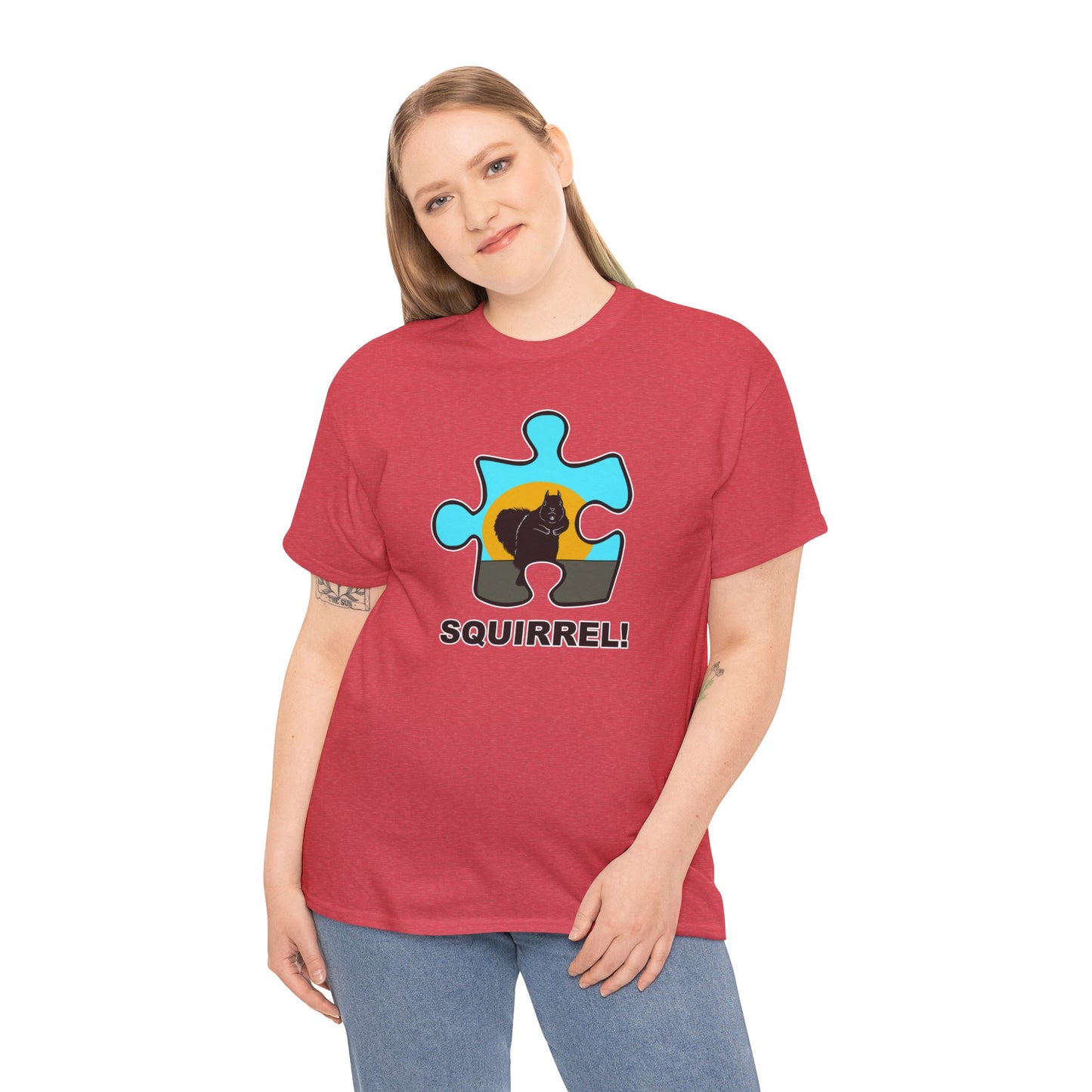 Squirrel Puzzle Piece T-Shirt – Fun Wildlife Graphic Tee – Unisex Heavy Cotton Shirt
