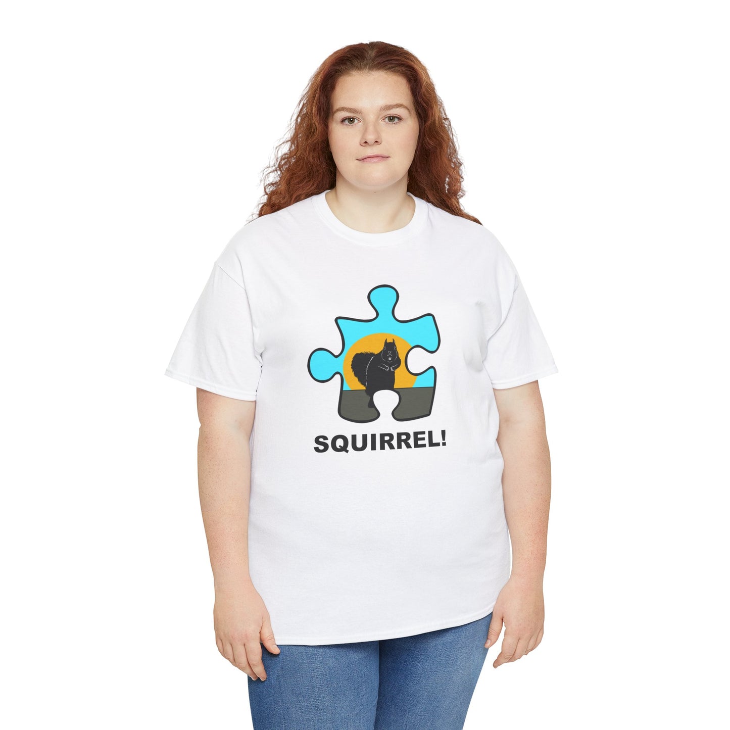 Squirrel Puzzle Piece T-Shirt – Fun Wildlife Graphic Tee – Unisex Heavy Cotton Shirt
