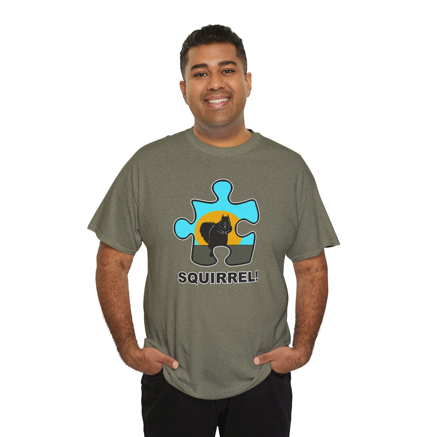 Squirrel Puzzle Piece T-Shirt – Fun Wildlife Graphic Tee – Unisex Heavy Cotton Shirt