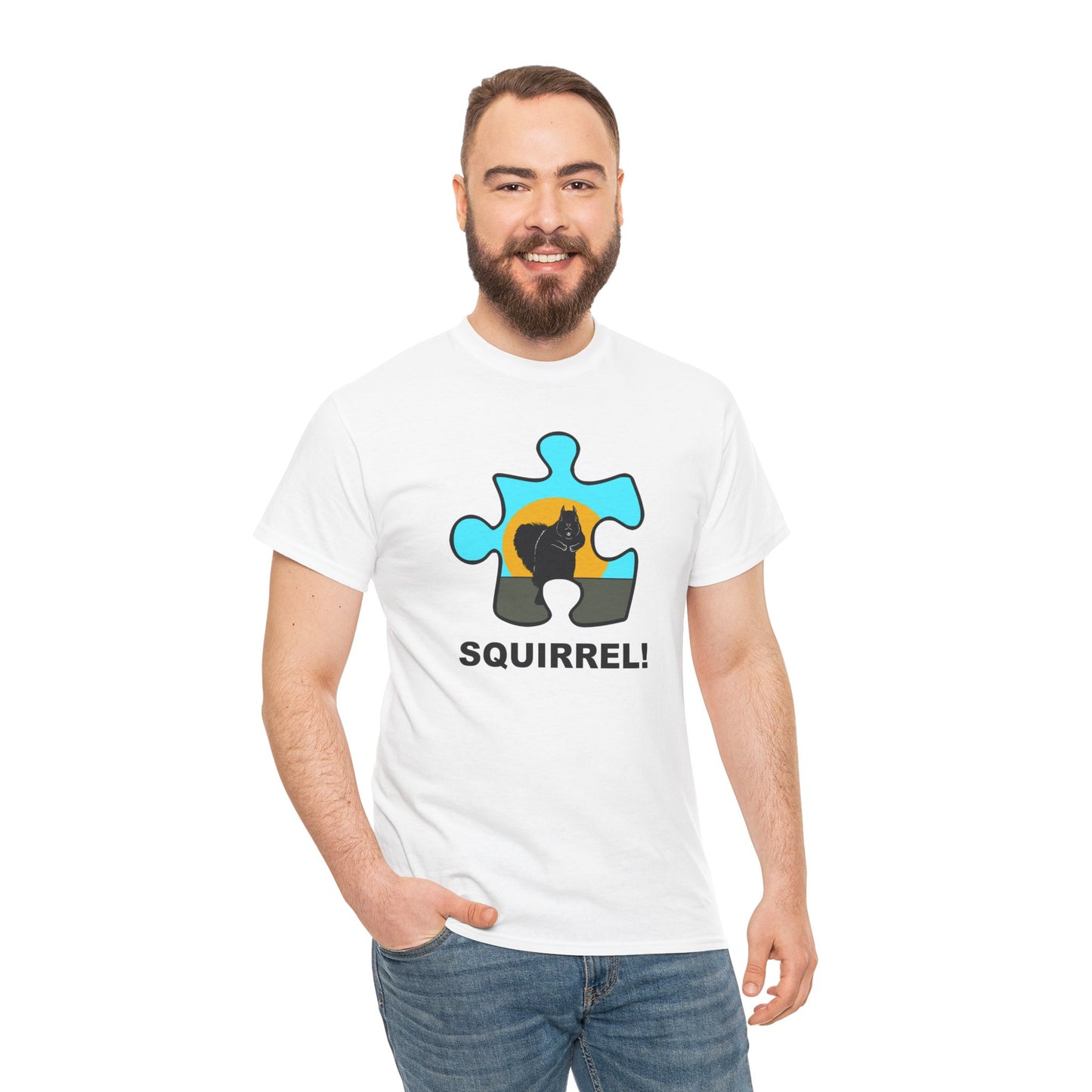 Squirrel Puzzle Piece T-Shirt – Fun Wildlife Graphic Tee – Unisex Heavy Cotton Shirt