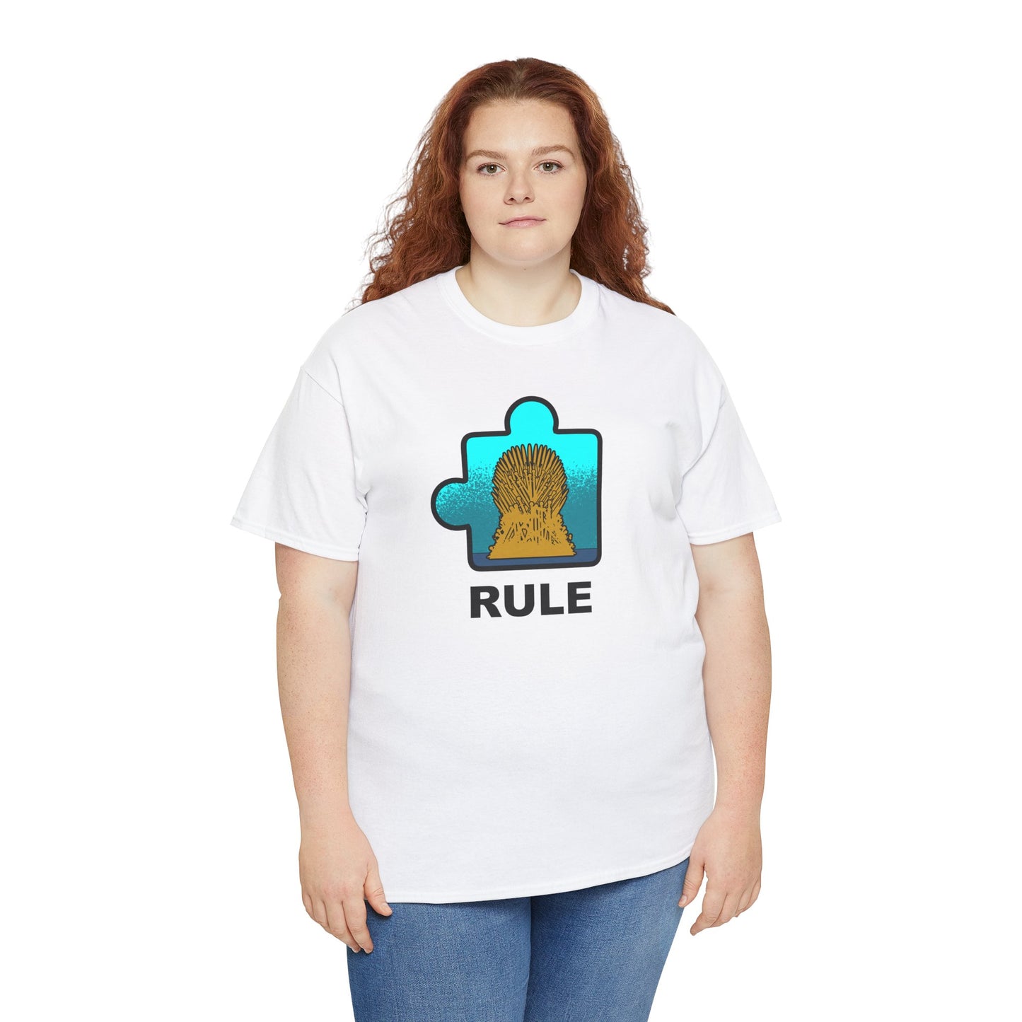 Throne Puzzle Piece T-Shirt – ‘Rule’ Graphic Tee – Unisex Heavy Cotton Shirt
