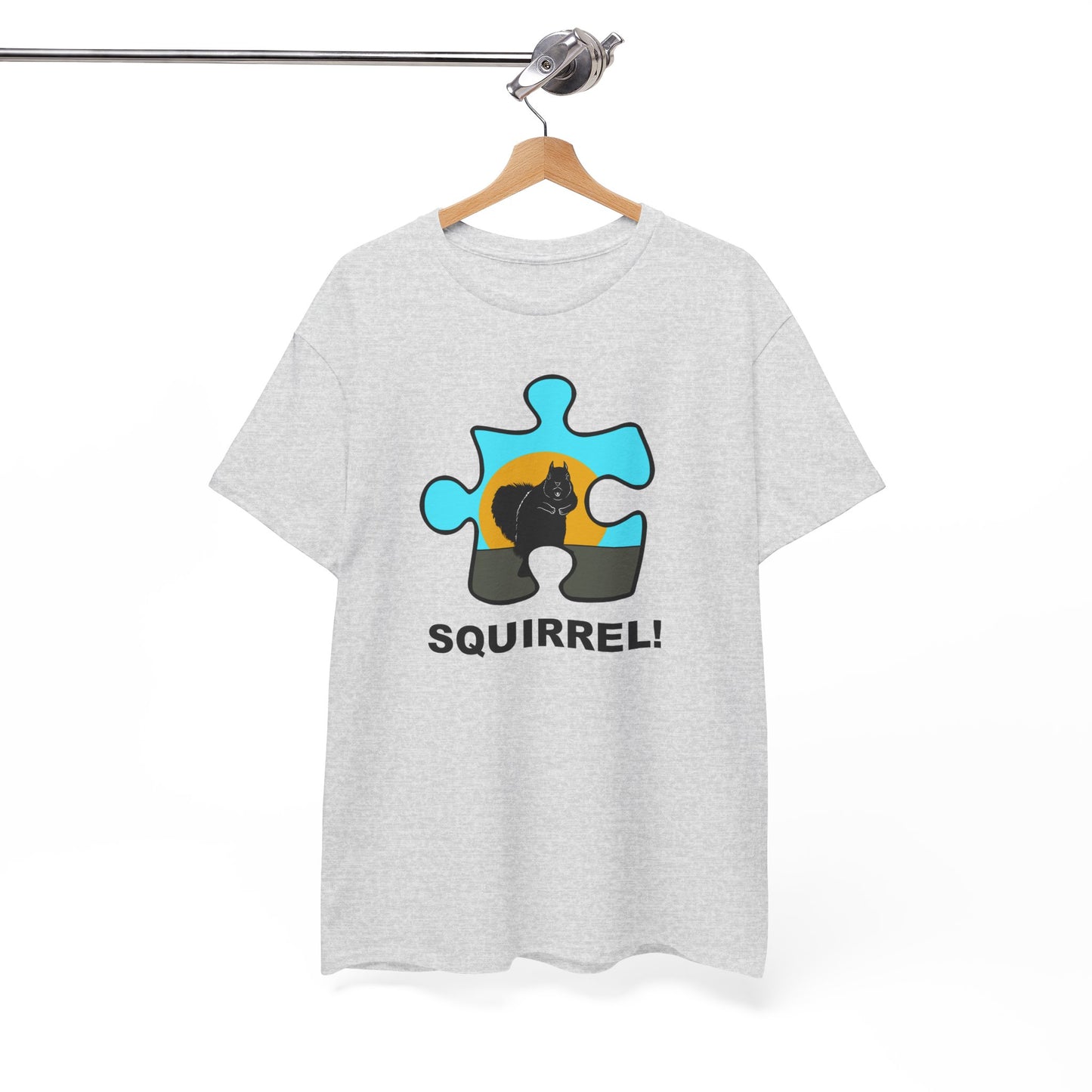 Squirrel Puzzle Piece T-Shirt – Fun Wildlife Graphic Tee – Unisex Heavy Cotton Shirt