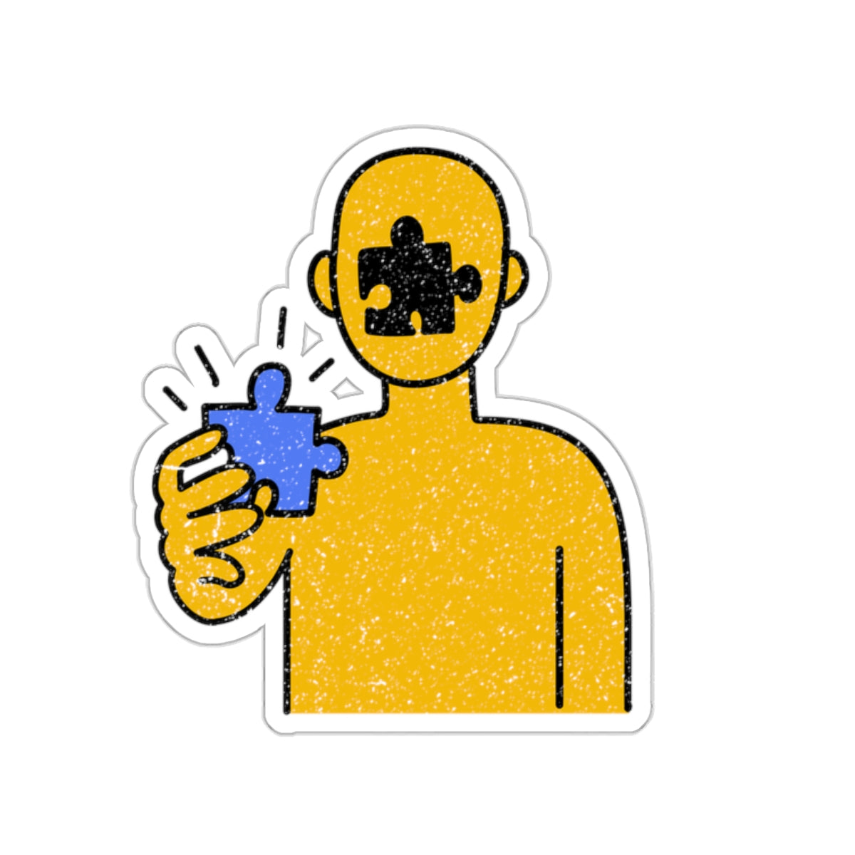 Person Gazing Puzzle Piece Stickers – Distressed Style Kiss-Cut Sticker