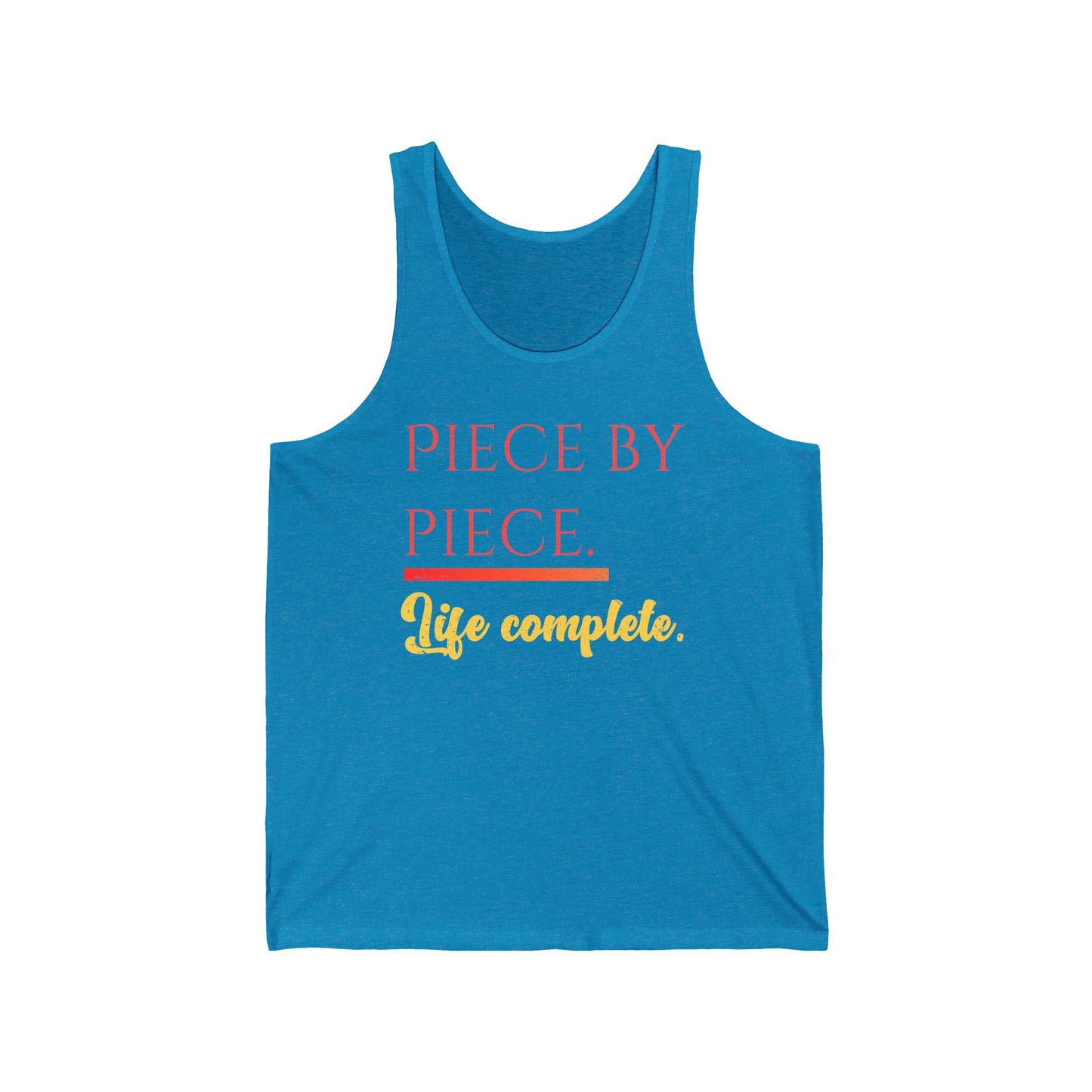 Piece by Piece Distressed Unisex Jersey Tank – Life Complete Graphic Tank Top by Trash Cat Tee's