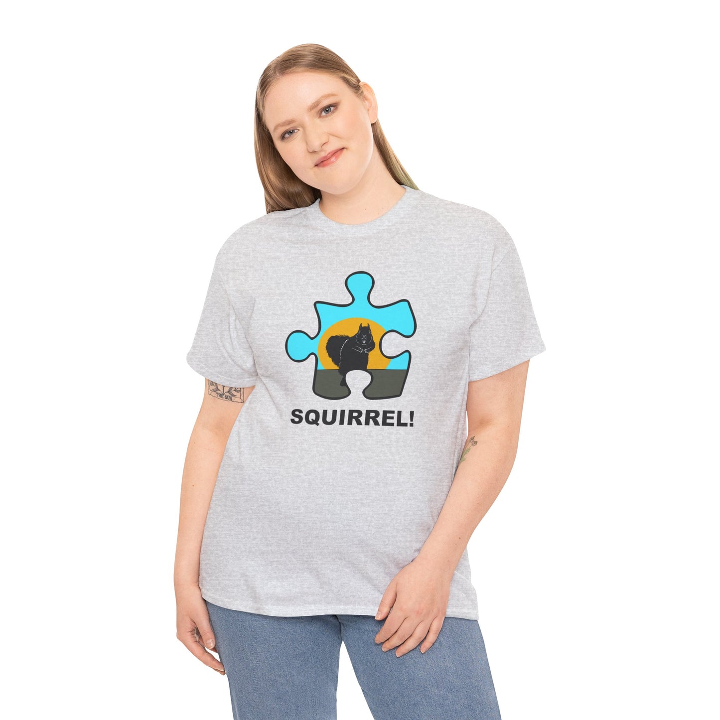 Squirrel Puzzle Piece T-Shirt – Fun Wildlife Graphic Tee – Unisex Heavy Cotton Shirt