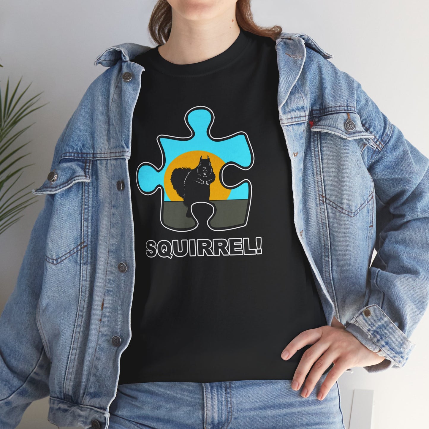 Squirrel Puzzle Piece T-Shirt – Fun Wildlife Graphic Tee – Unisex Heavy Cotton Shirt