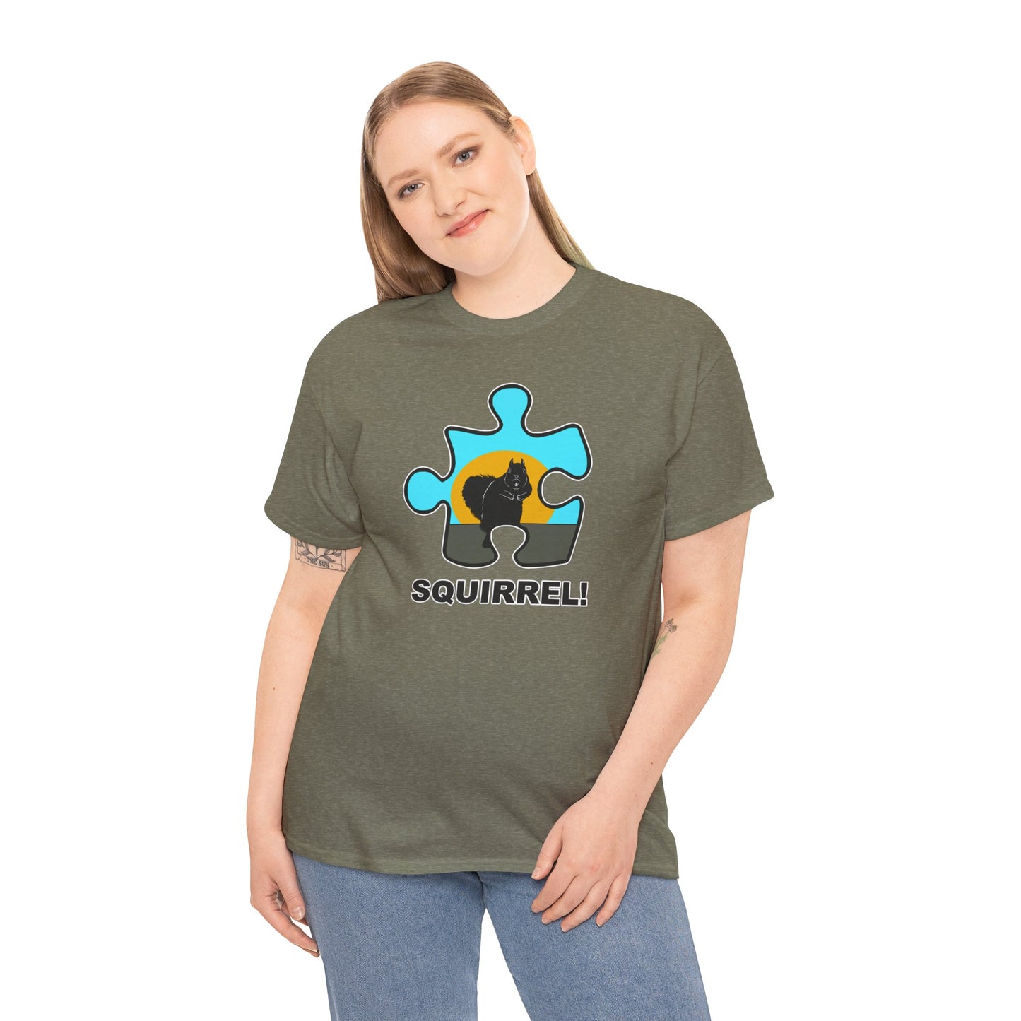 Squirrel Puzzle Piece T-Shirt – Fun Wildlife Graphic Tee – Unisex Heavy Cotton Shirt