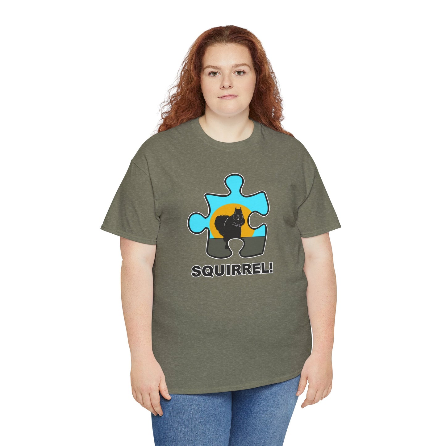 Squirrel Puzzle Piece T-Shirt – Fun Wildlife Graphic Tee – Unisex Heavy Cotton Shirt