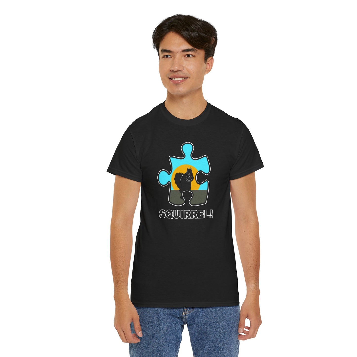 Squirrel Puzzle Piece T-Shirt – Fun Wildlife Graphic Tee – Unisex Heavy Cotton Shirt