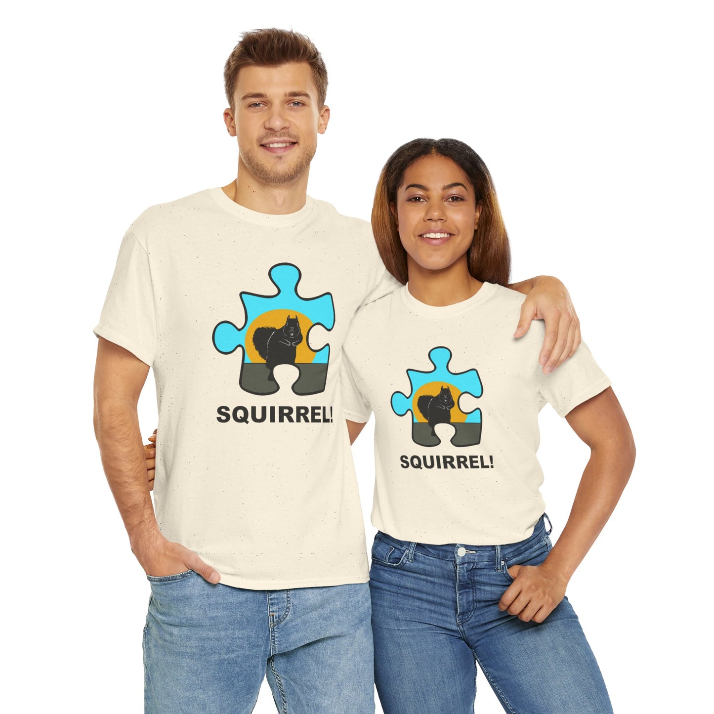 Squirrel Puzzle Piece T-Shirt – Fun Wildlife Graphic Tee – Unisex Heavy Cotton Shirt