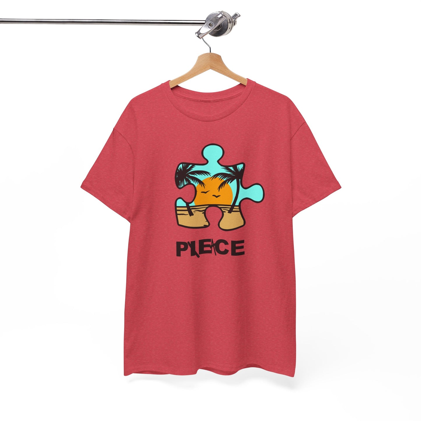 Peace Puzzle Piece T-Shirt – Clean Beach Graphic Tee – Unisex Heavy Cotton Shirt for Tranquil Vibes