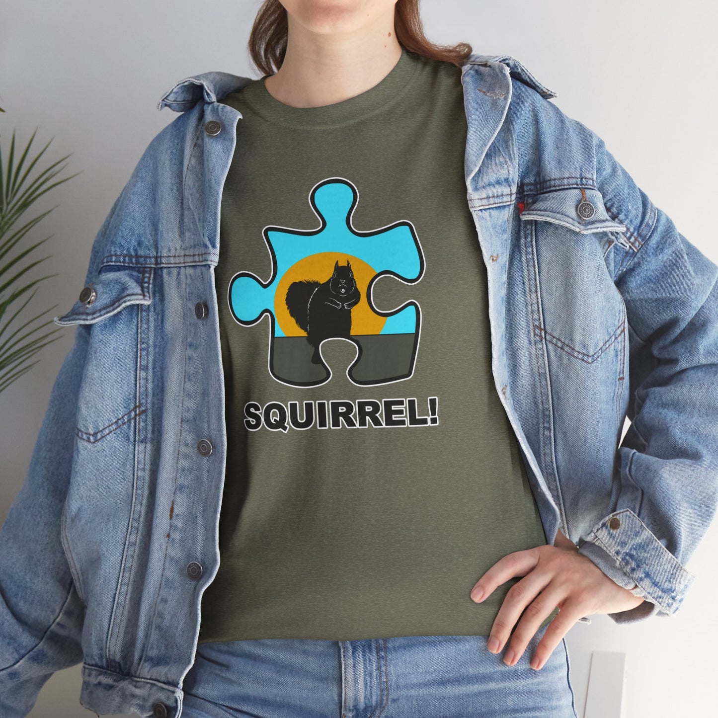 Squirrel Puzzle Piece T-Shirt – Fun Wildlife Graphic Tee – Unisex Heavy Cotton Shirt