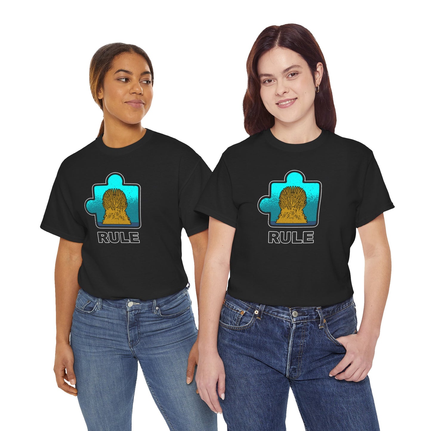 Throne Puzzle Piece T-Shirt – ‘Rule’ Graphic Tee – Unisex Heavy Cotton Shirt Distressed Style