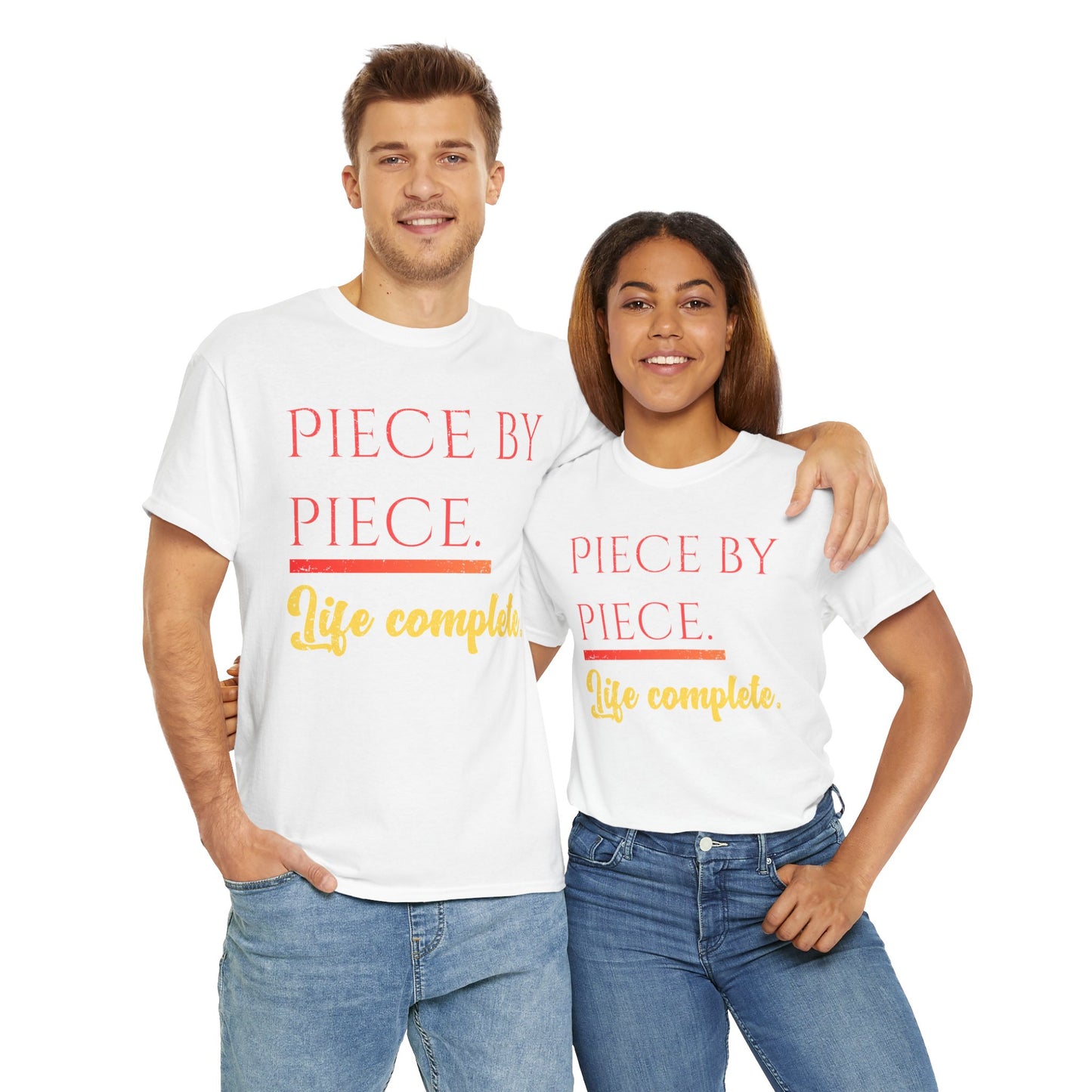 Piece by Piece Distressed T-Shirt – Life Complete Graphic Tee by Trash Cat Tee's