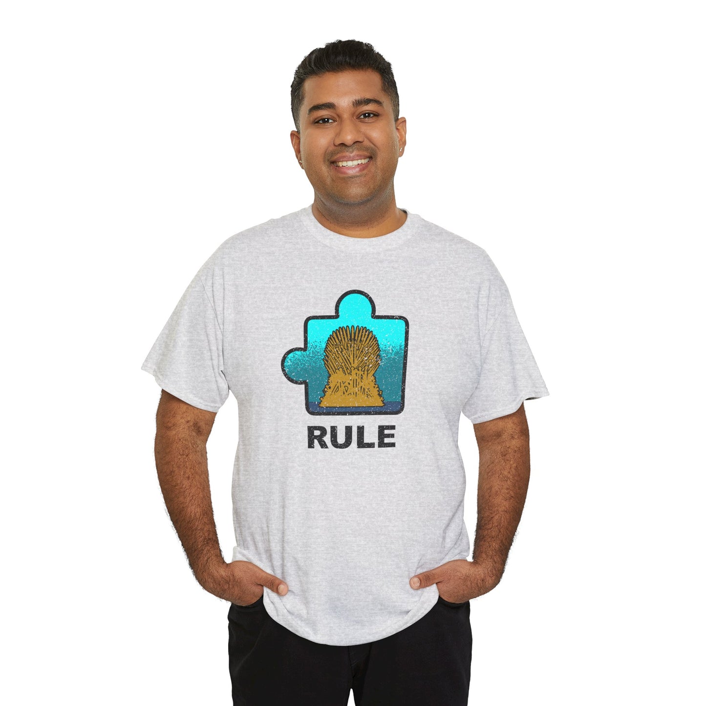 Throne Puzzle Piece T-Shirt – ‘Rule’ Graphic Tee – Unisex Heavy Cotton Shirt Distressed Style