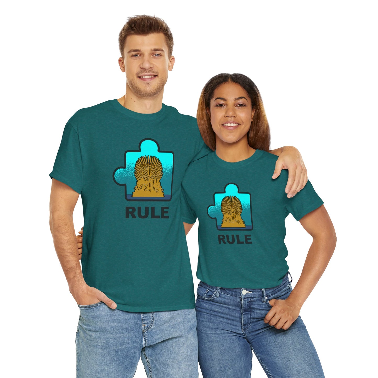 Throne Puzzle Piece T-Shirt – ‘Rule’ Graphic Tee – Unisex Heavy Cotton Shirt