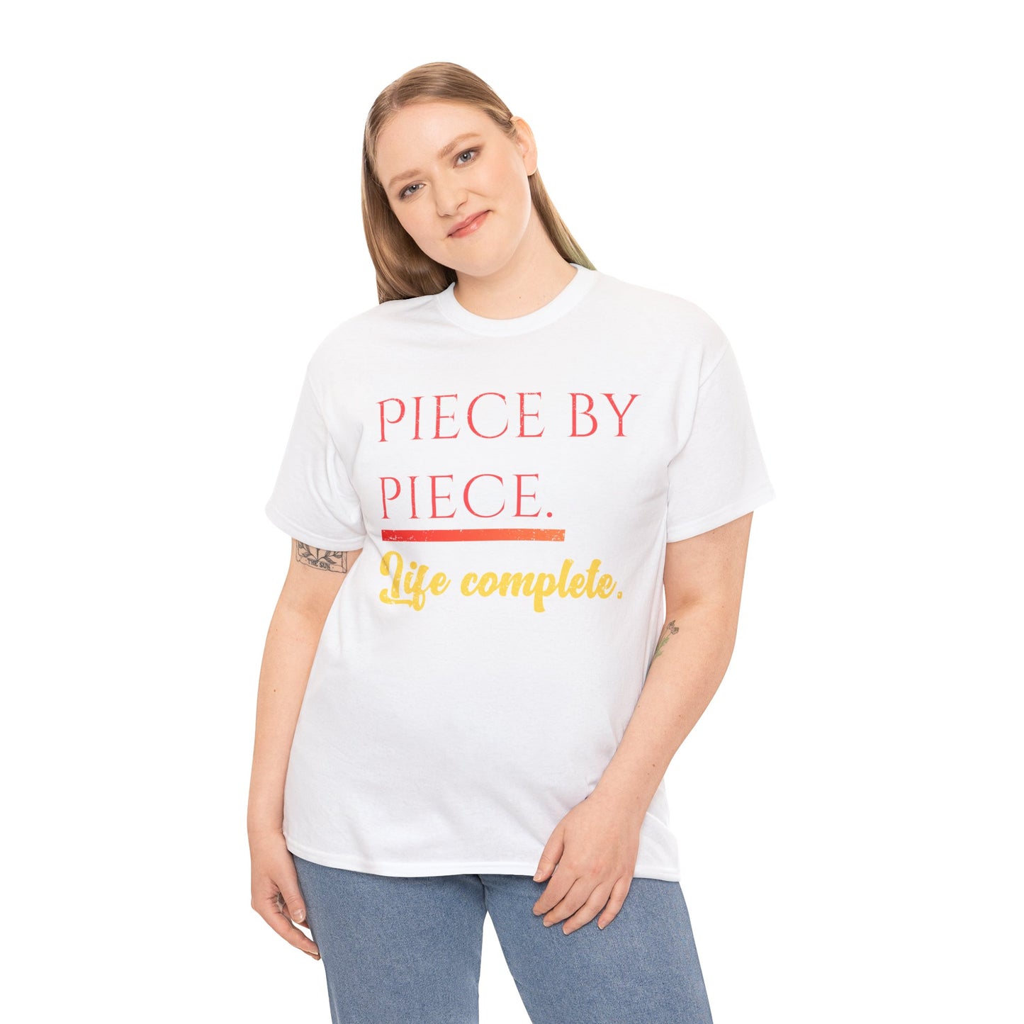 Piece by Piece Distressed T-Shirt – Life Complete Graphic Tee by Trash Cat Tee's
