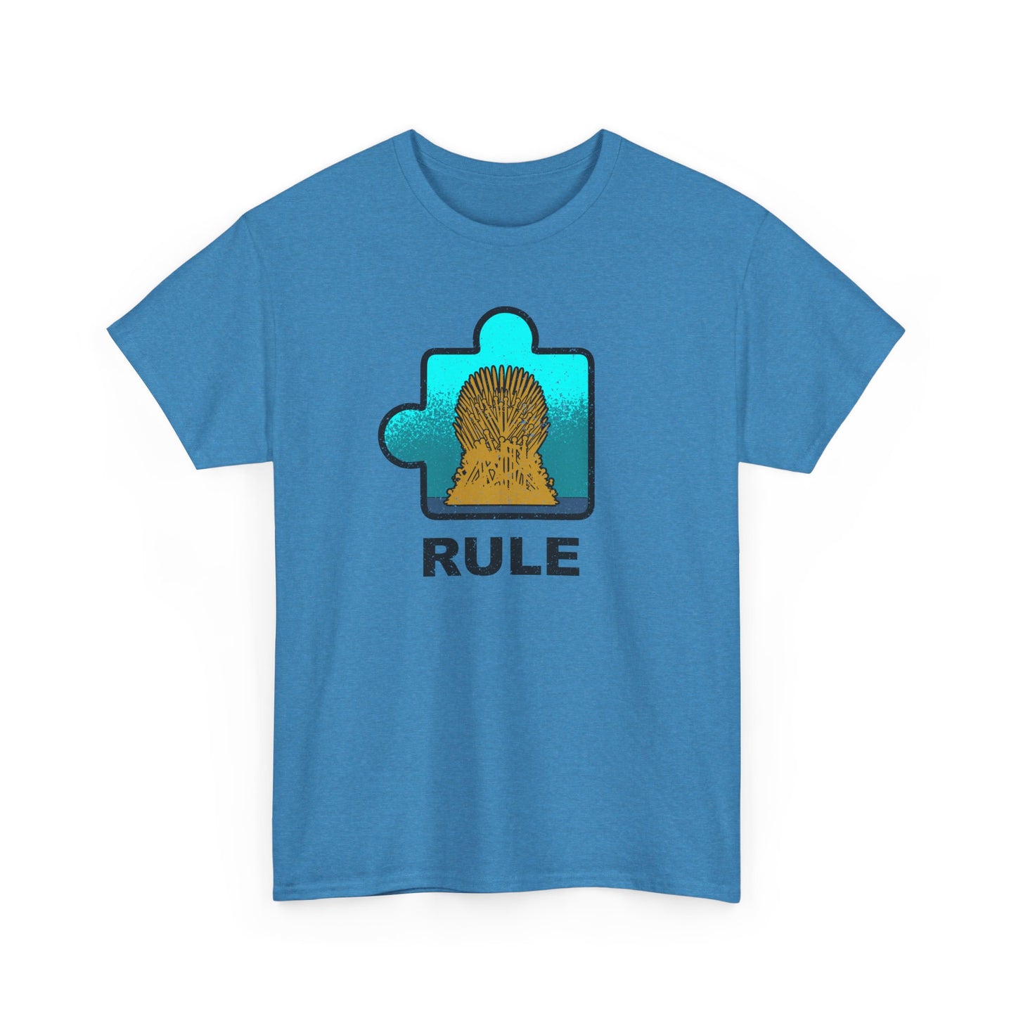 Throne Puzzle Piece T-Shirt – ‘Rule’ Graphic Tee – Unisex Heavy Cotton Shirt Distressed Style