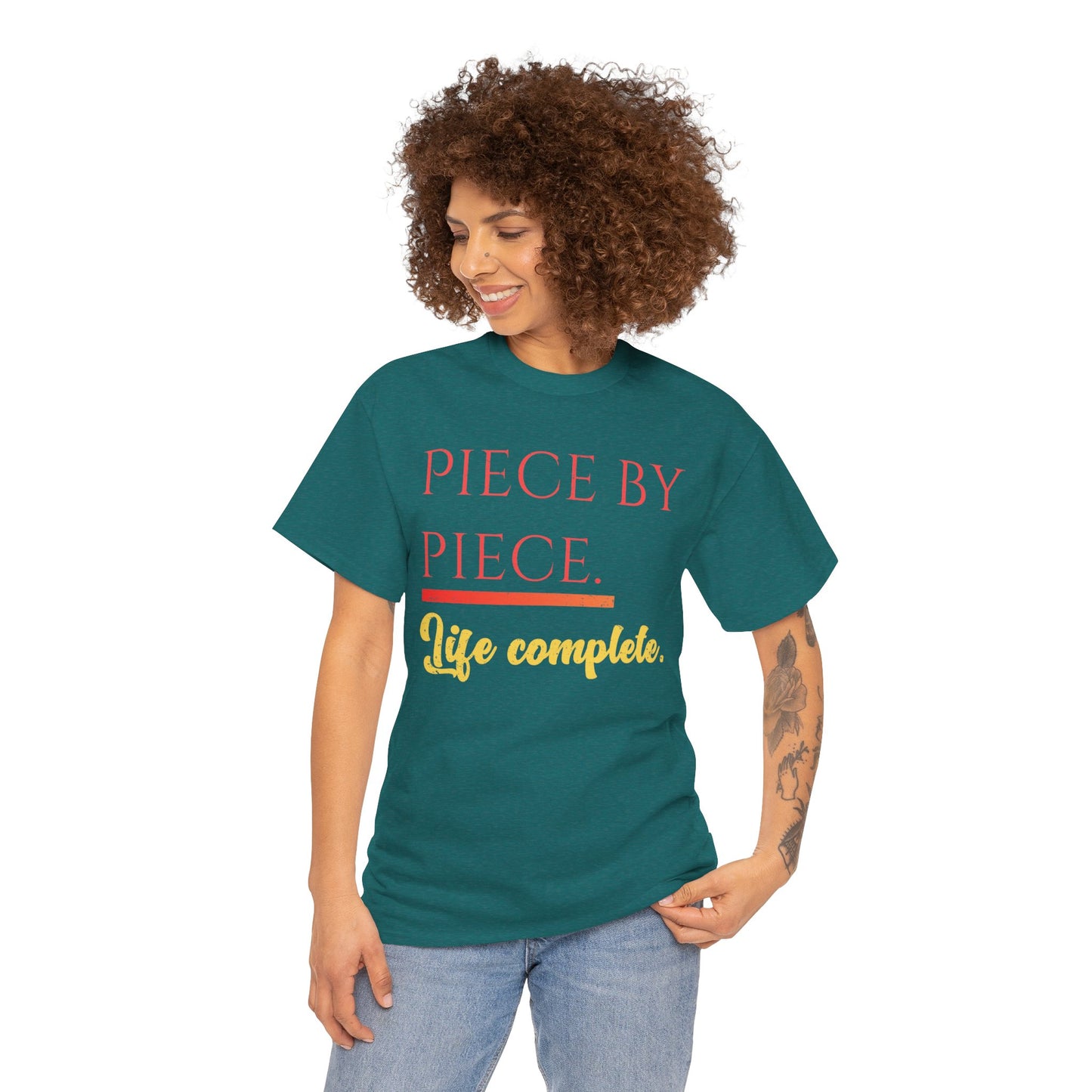 Piece by Piece Distressed T-Shirt – Life Complete Graphic Tee by Trash Cat Tee's