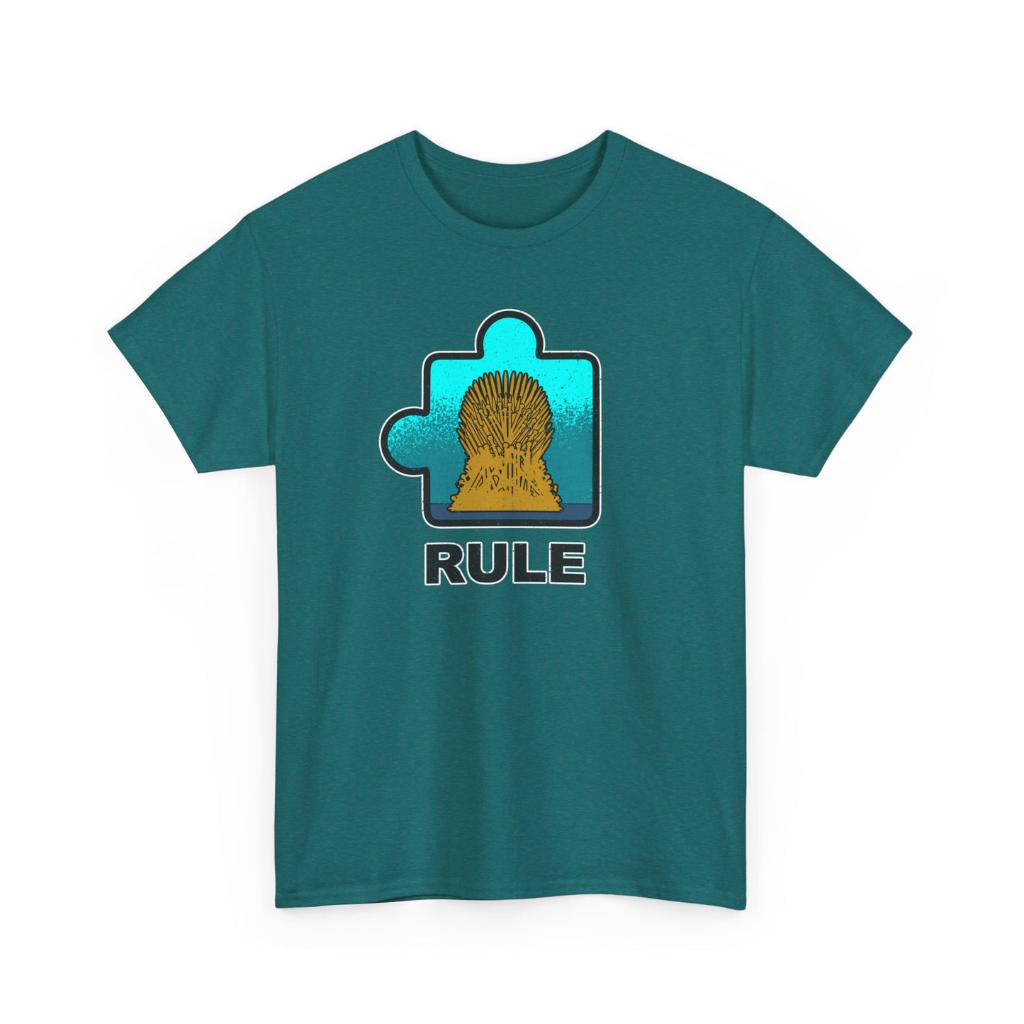 Throne Puzzle Piece T-Shirt – ‘Rule’ Graphic Tee – Unisex Heavy Cotton Shirt Distressed Style