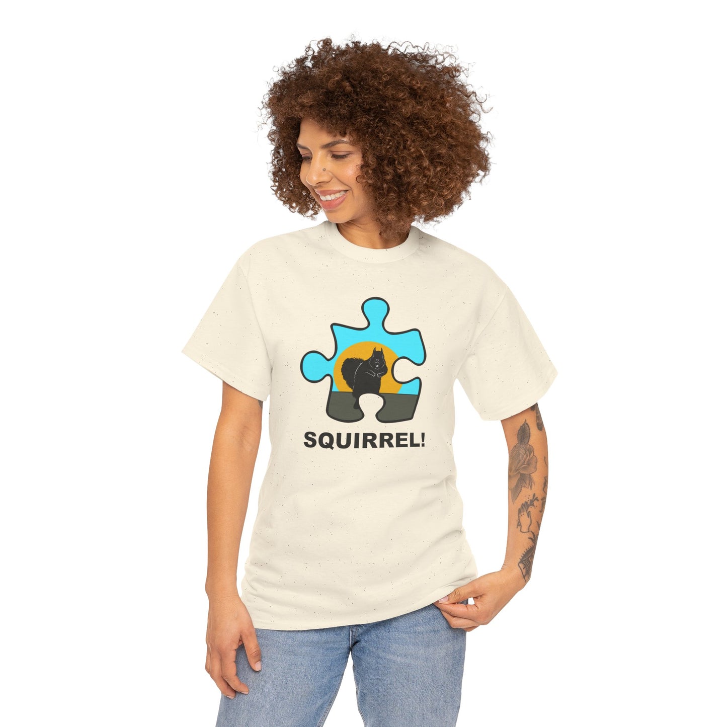 Squirrel Puzzle Piece T-Shirt – Fun Wildlife Graphic Tee – Unisex Heavy Cotton Shirt