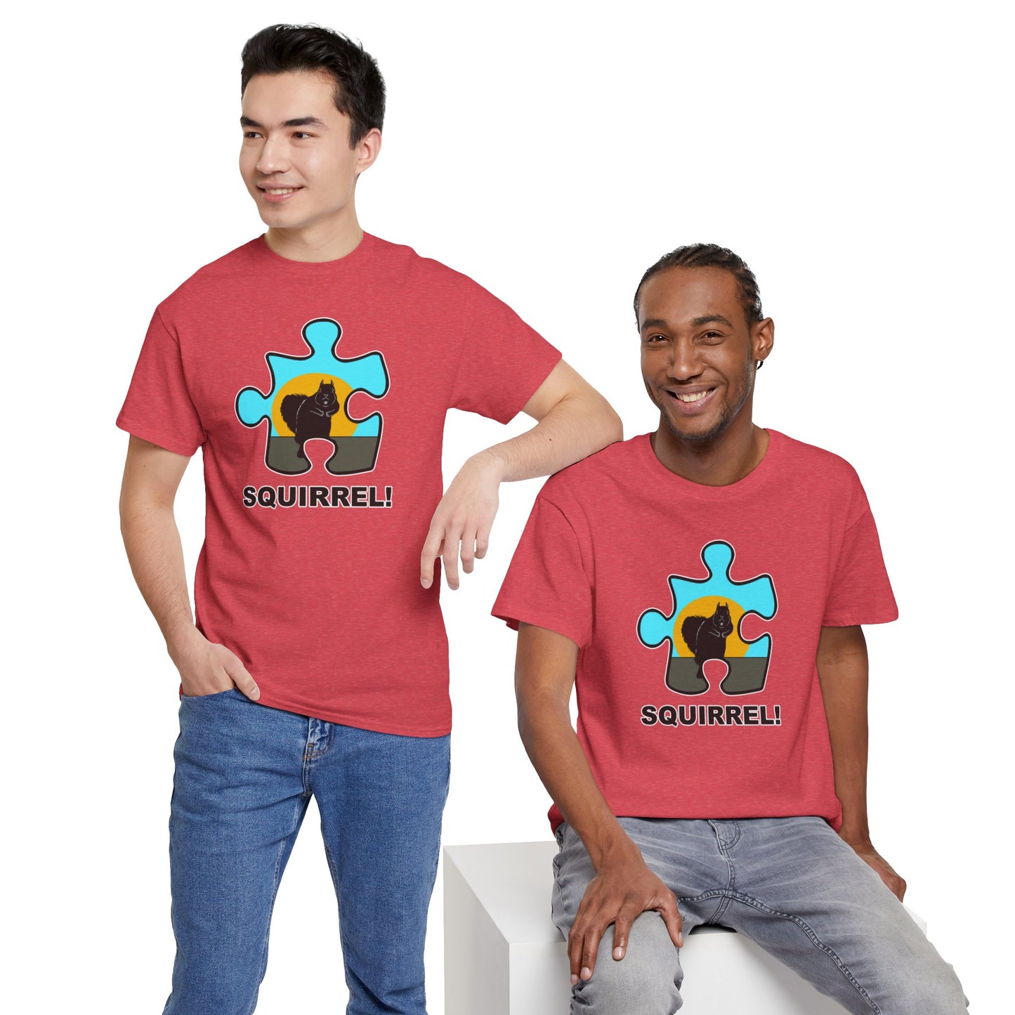 Squirrel Puzzle Piece T-Shirt – Fun Wildlife Graphic Tee – Unisex Heavy Cotton Shirt