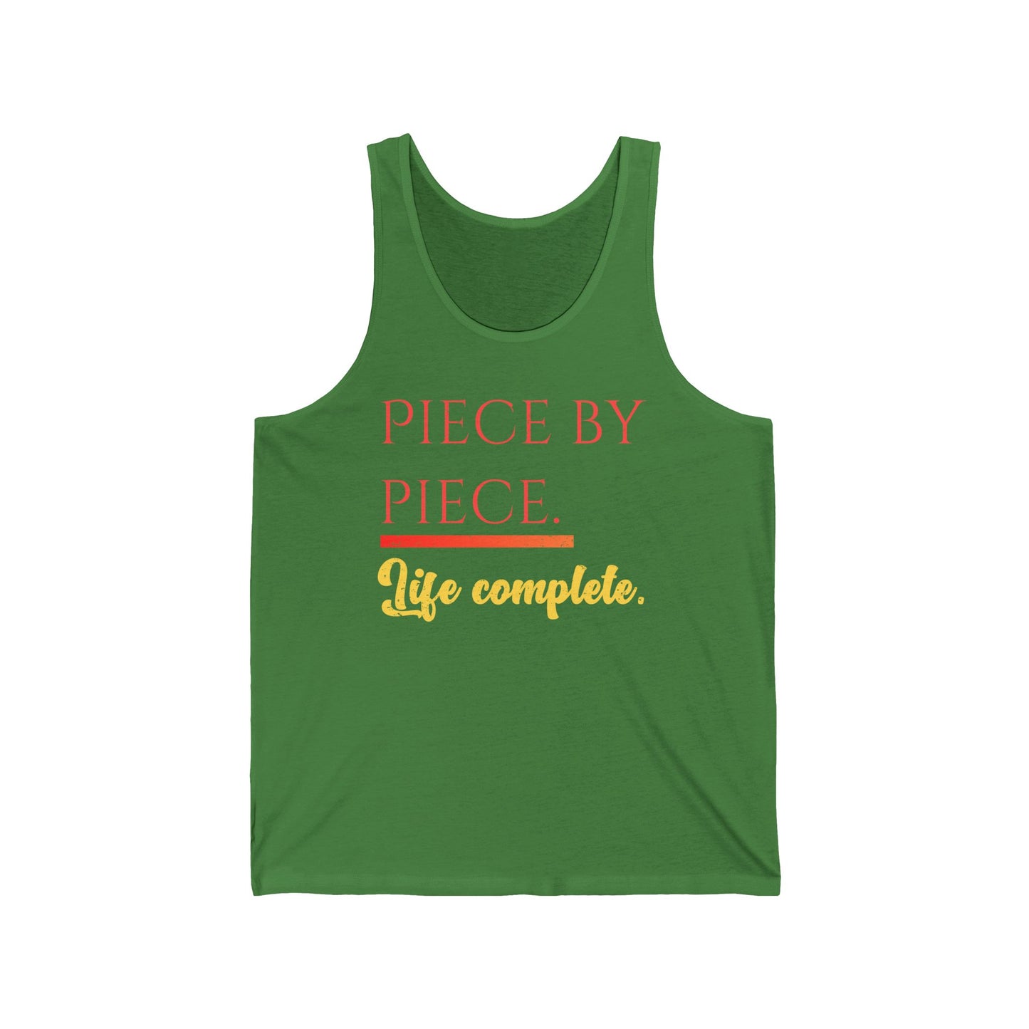 Piece by Piece Distressed Unisex Jersey Tank – Life Complete Graphic Tank Top by Trash Cat Tee's