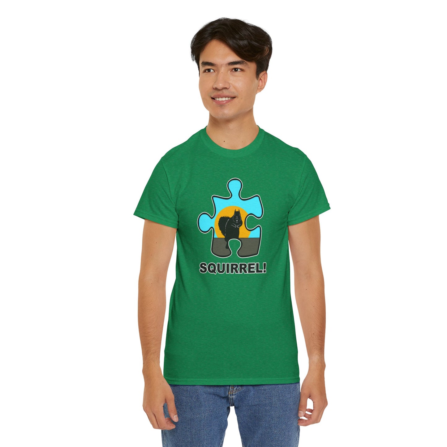 Squirrel Puzzle Piece T-Shirt – Fun Wildlife Graphic Tee – Unisex Heavy Cotton Shirt
