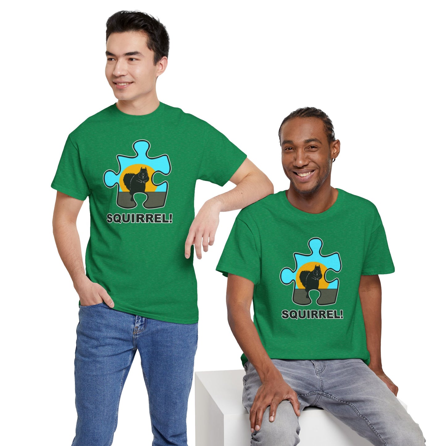 Squirrel Puzzle Piece T-Shirt – Fun Wildlife Graphic Tee – Unisex Heavy Cotton Shirt
