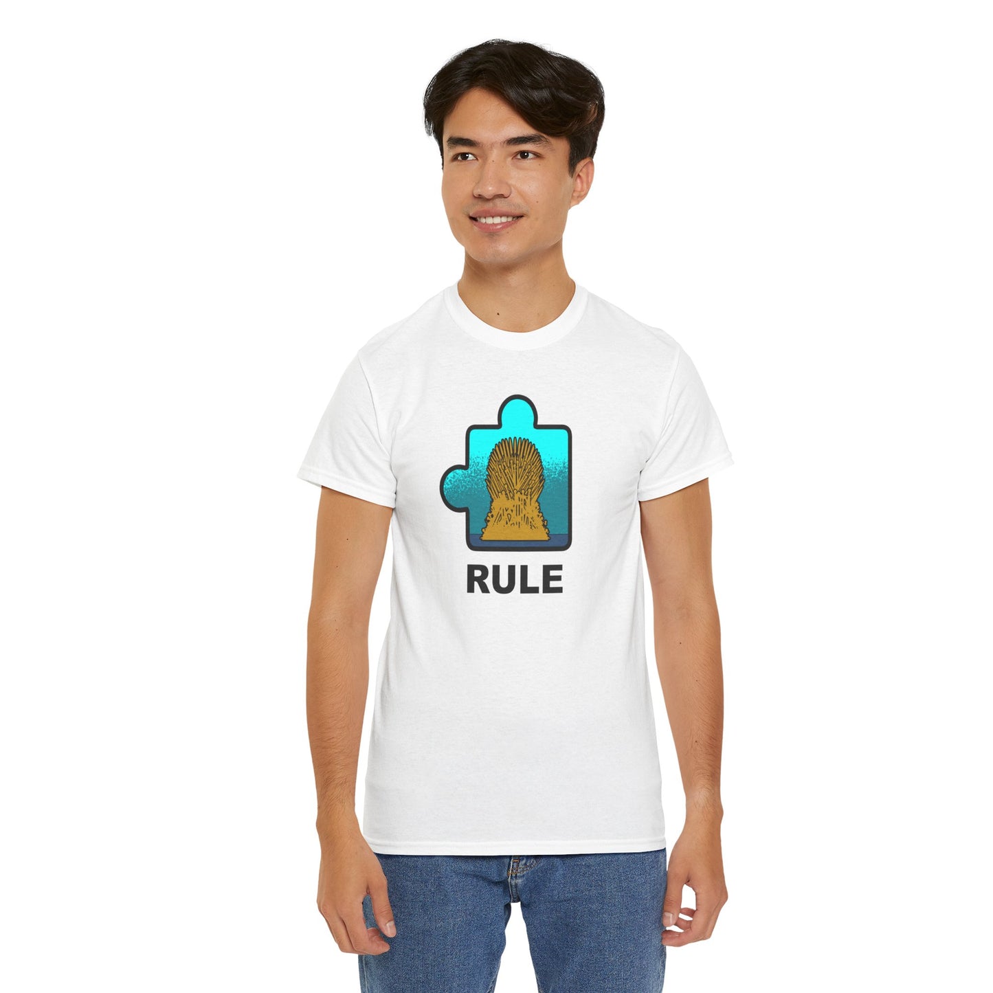 Throne Puzzle Piece T-Shirt – ‘Rule’ Graphic Tee – Unisex Heavy Cotton Shirt