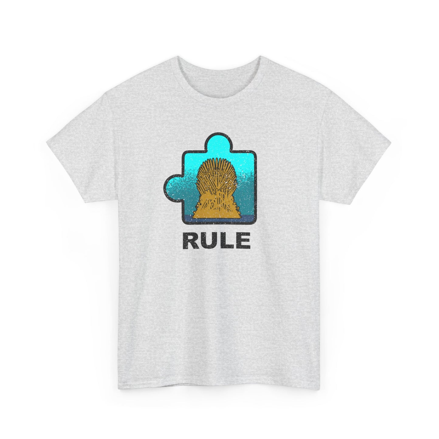 Throne Puzzle Piece T-Shirt – ‘Rule’ Graphic Tee – Unisex Heavy Cotton Shirt Distressed Style
