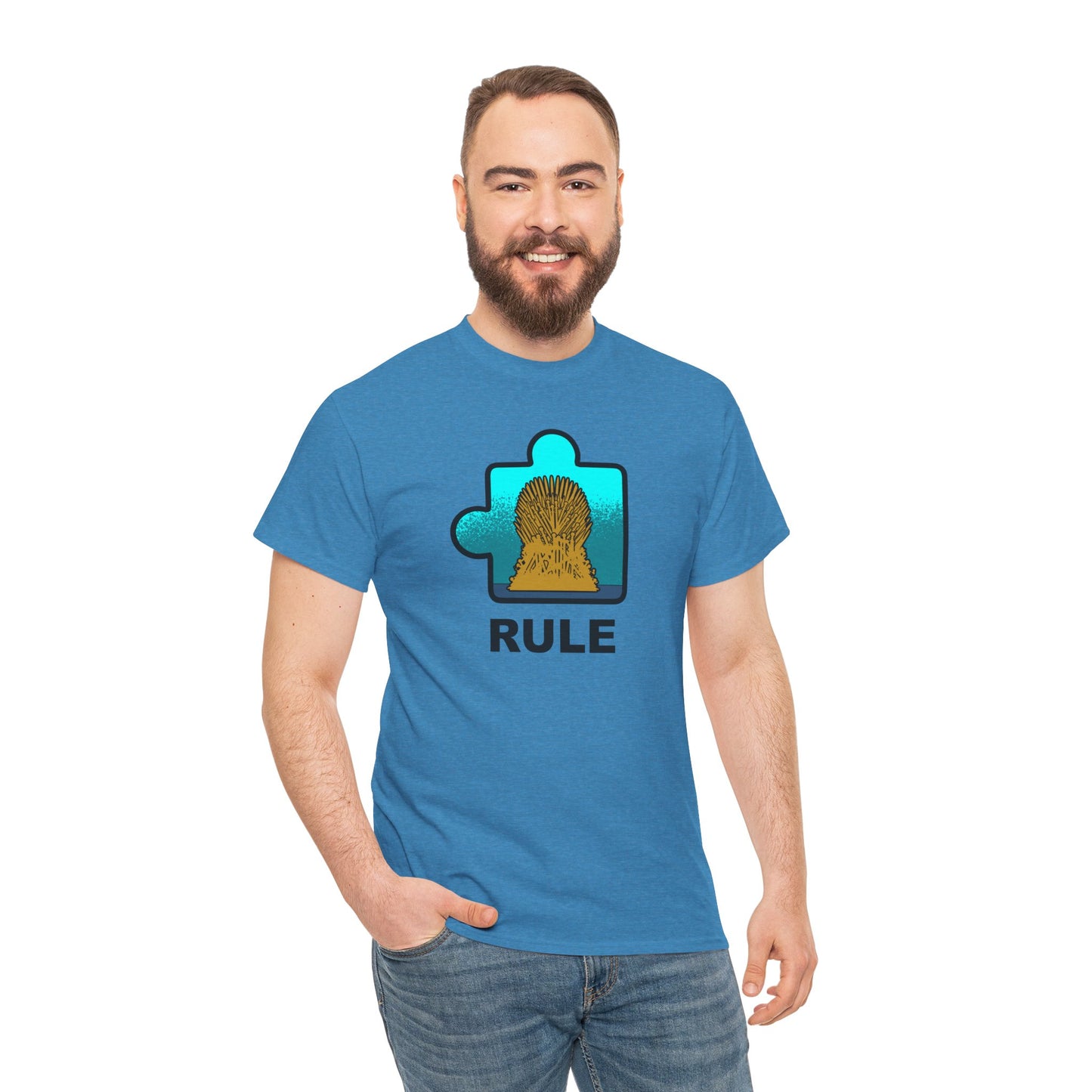 Throne Puzzle Piece T-Shirt – ‘Rule’ Graphic Tee – Unisex Heavy Cotton Shirt