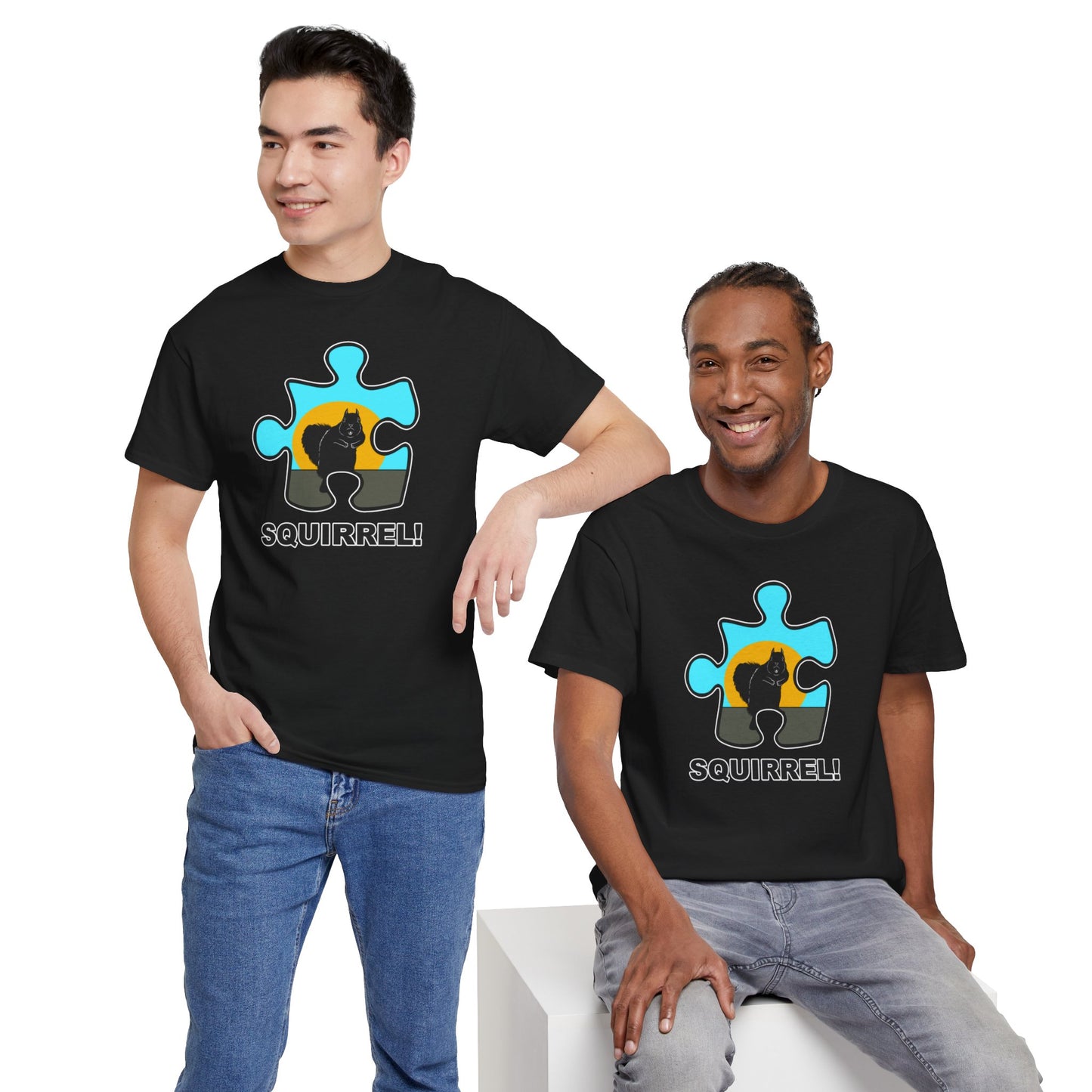 Squirrel Puzzle Piece T-Shirt – Fun Wildlife Graphic Tee – Unisex Heavy Cotton Shirt