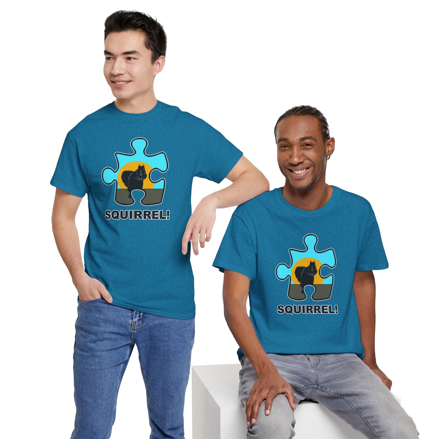 Squirrel Puzzle Piece T-Shirt – Fun Wildlife Graphic Tee – Unisex Heavy Cotton Shirt
