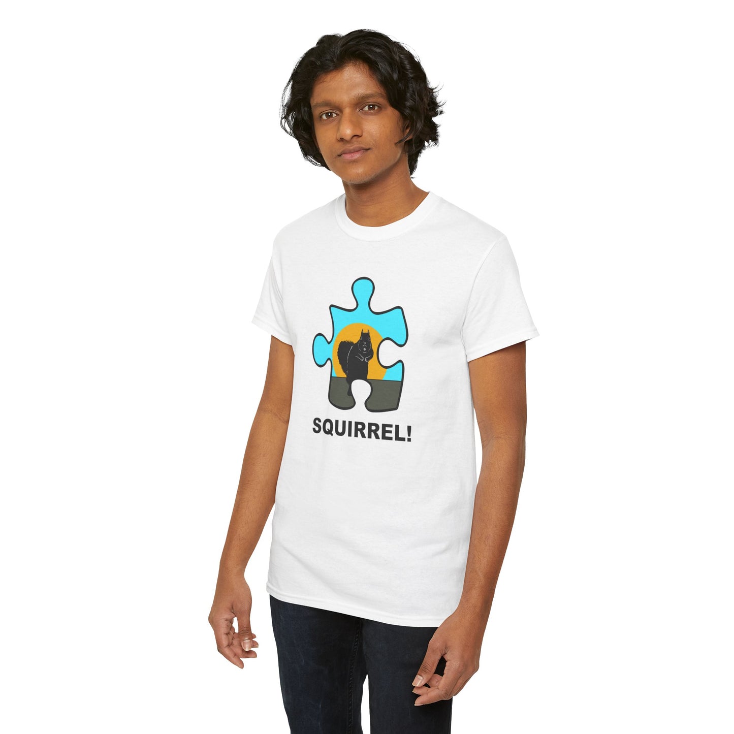 Squirrel Puzzle Piece T-Shirt – Fun Wildlife Graphic Tee – Unisex Heavy Cotton Shirt