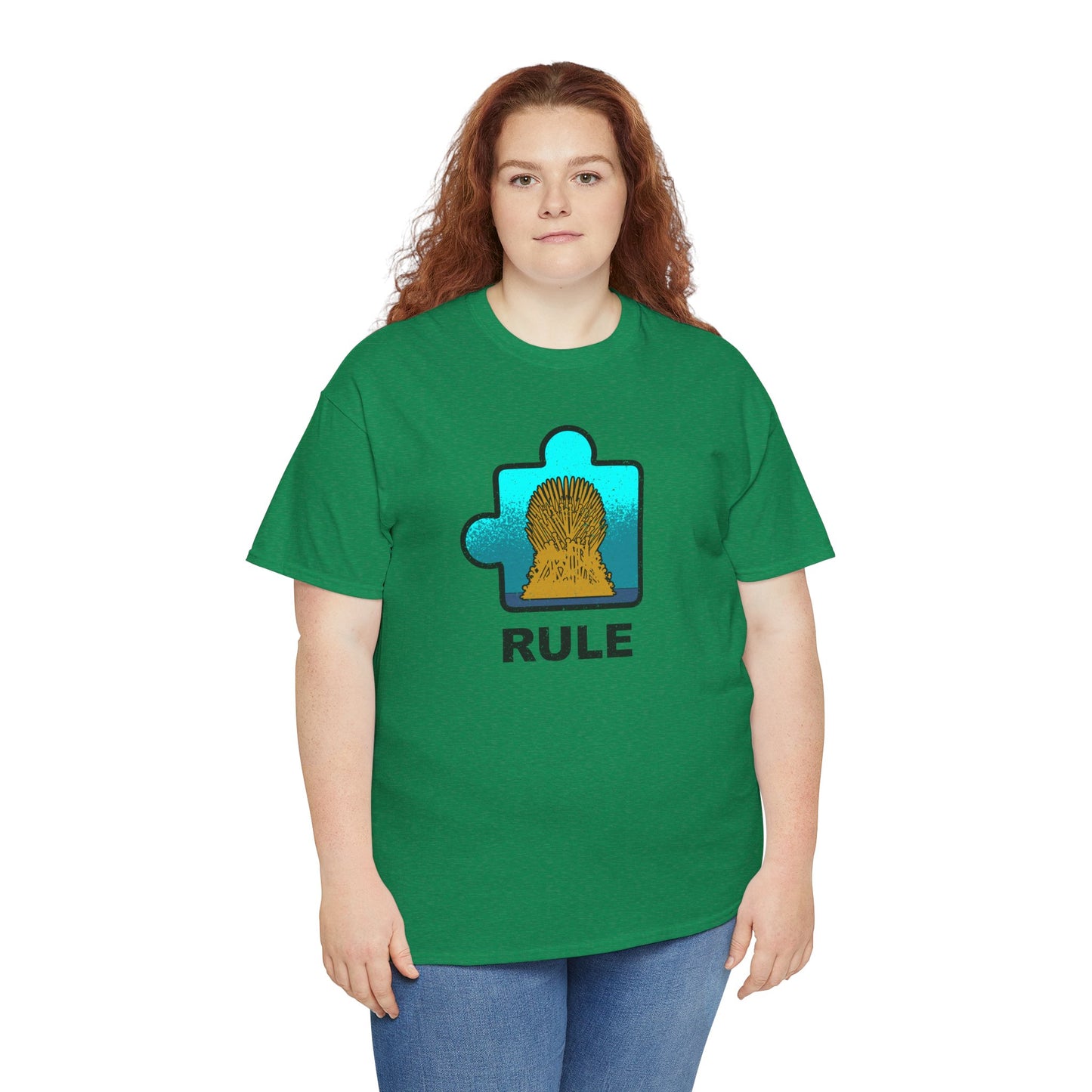 Throne Puzzle Piece T-Shirt – ‘Rule’ Graphic Tee – Unisex Heavy Cotton Shirt Distressed Style