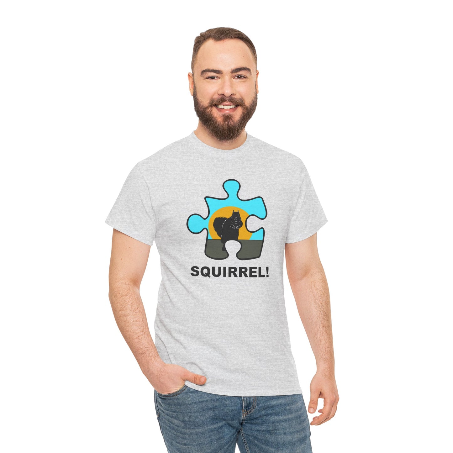 Squirrel Puzzle Piece T-Shirt – Fun Wildlife Graphic Tee – Unisex Heavy Cotton Shirt